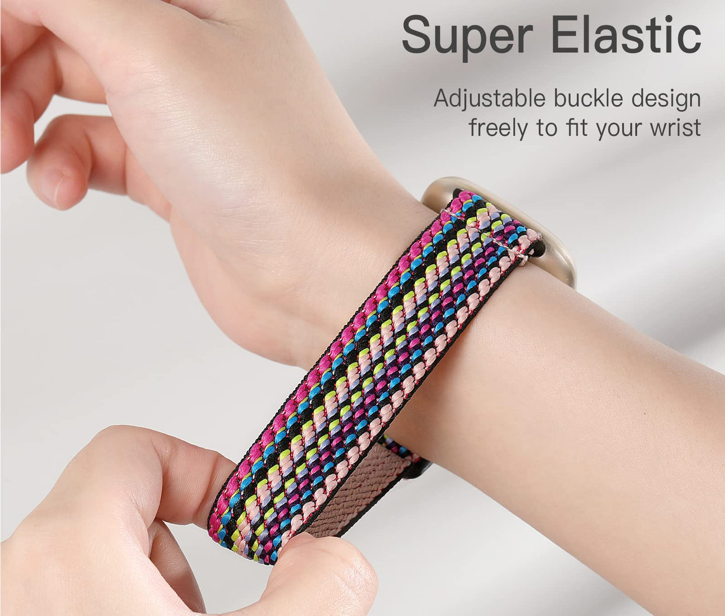 3 Pack Compatible with Fitbit Versa 4/3/Sense Strap, Soft Elastic Nylon Sport Replacement Band for Women & Men