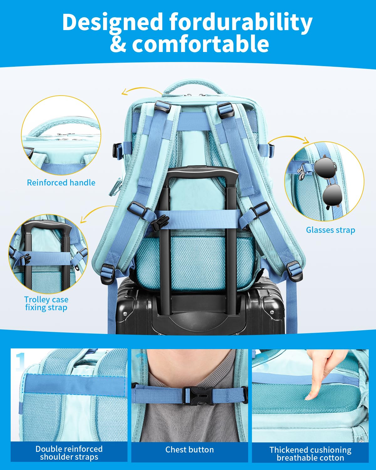 Cabin Bags for Ryanair 40x20x25 Underseat Travel Bag