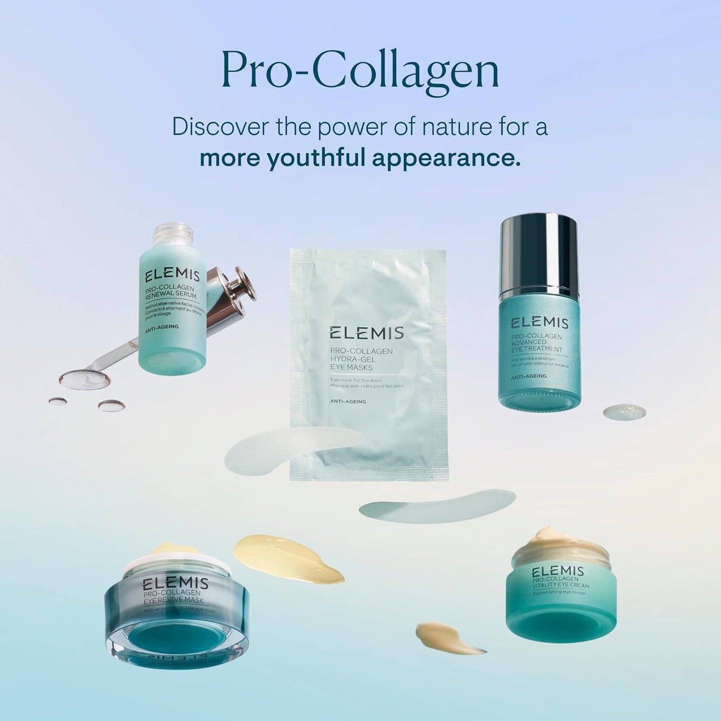 ELEMIS Under Eye Pro-Collagen Hydra-Gel Eye Masks, Hydrating Pads for Fine Lines Formulated with Marine Actives and Hyaluronic Acid, for Eyes to Smooth, Tighten and Hydrate Skin, 6 Eye Patches
