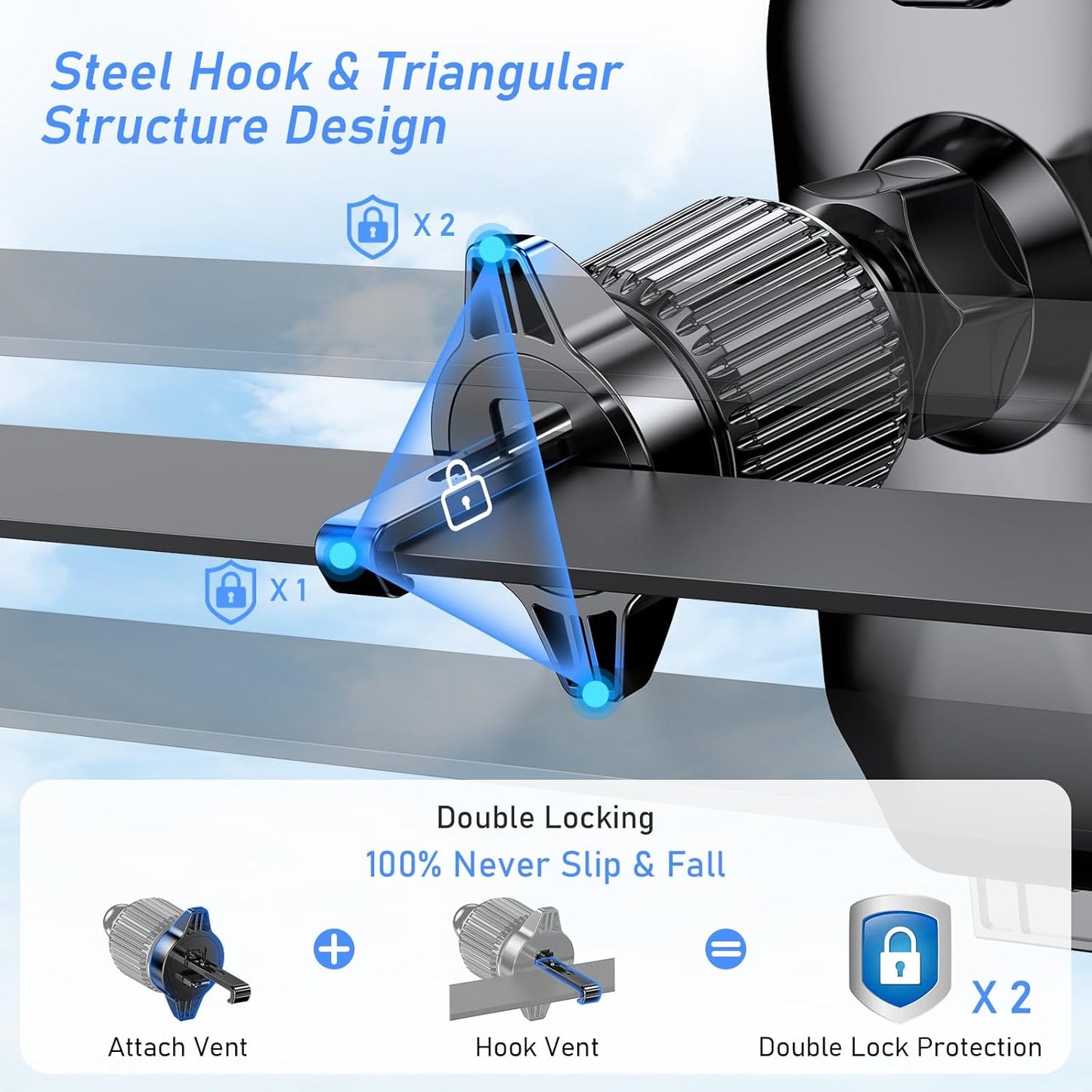 Blukar Car Phone Holder, Air Vent Car Phone Mount Cradle 360° Rotation