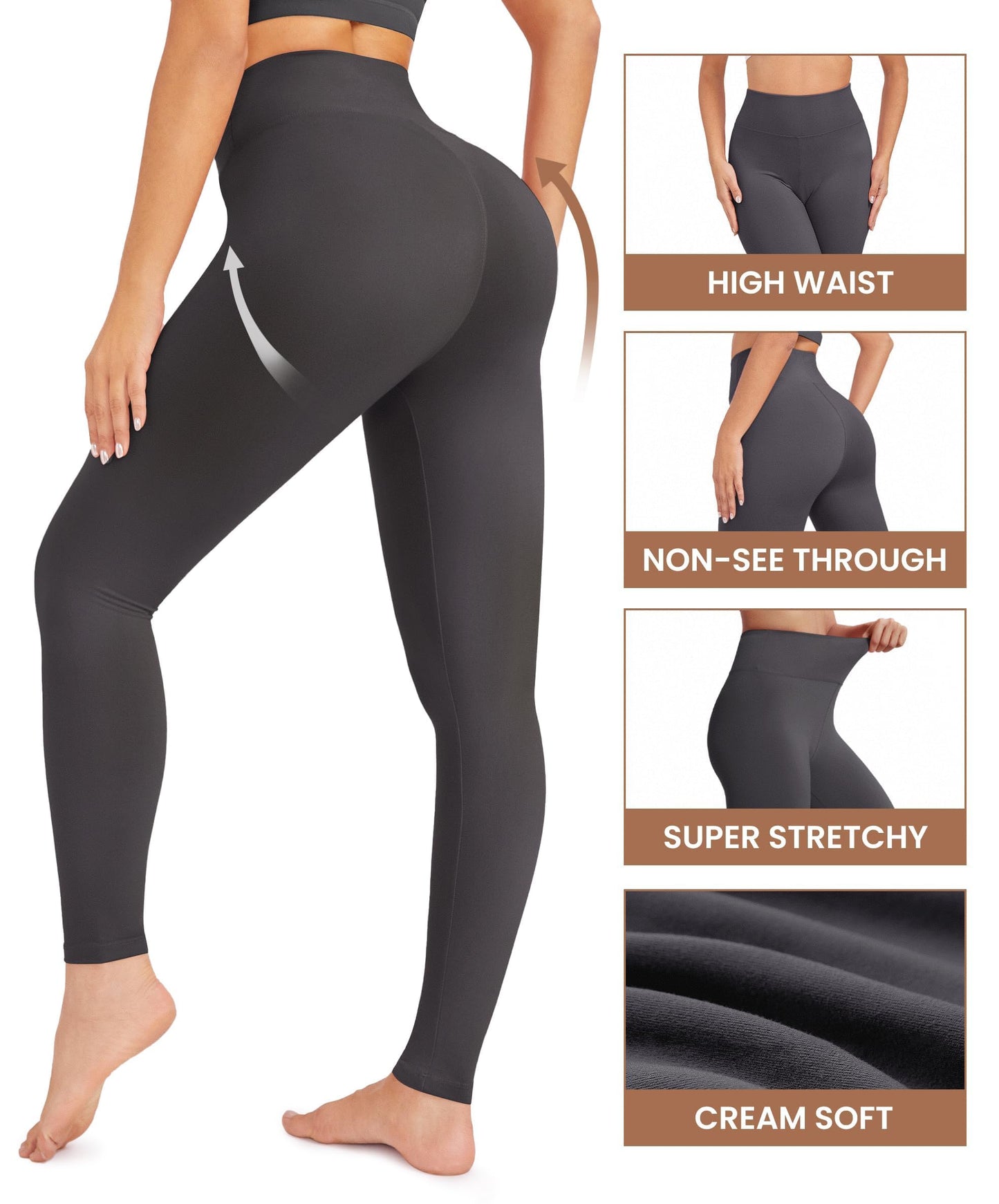 VALANDY Creamlush Womens High Waisted Leggings