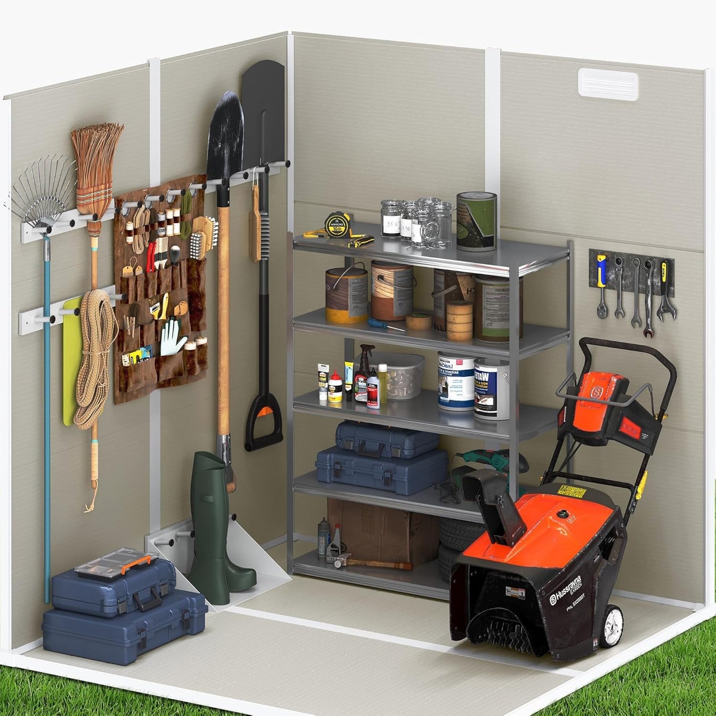 UDPATIO Outdoor Resin Storage Shed 6x4.5 FT, Plastic Garden Shed for Bike, Garbage Can, Tool, Outside Sheds & Outdoor Storage Storage Box with Lockable Door for Backyard, Patio, Lawn, Grey & White
