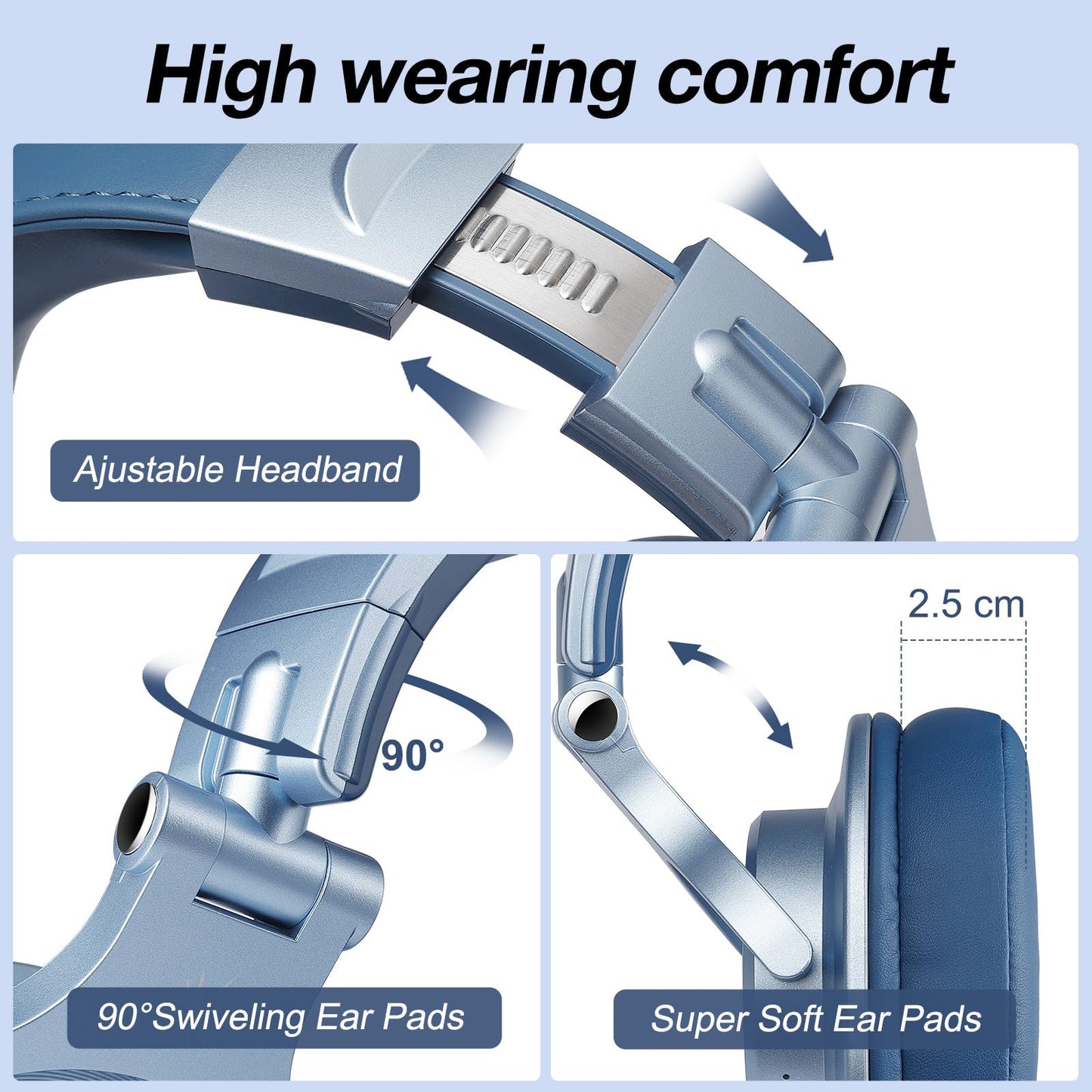 OneOdio A70 Bluetooth Headphones Over Ear, 72 Hrs Playtime, Monitor Level Stereo Sound Quality, Foldable Wireless&Wired DJ Headphone, Professional Studio Headphones for DJ/TV/PC/Phone