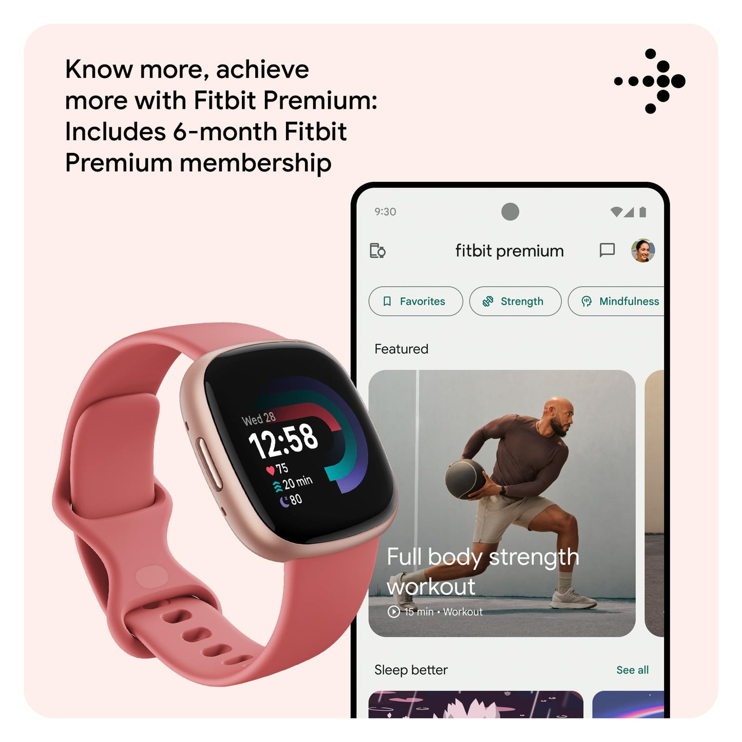 Google Fitbit Versa 4 Fitness Smartwatch with built-in GPS and up to 6 days battery life - compatible with iOS 15 or higher & Android OS 9.0 or higher