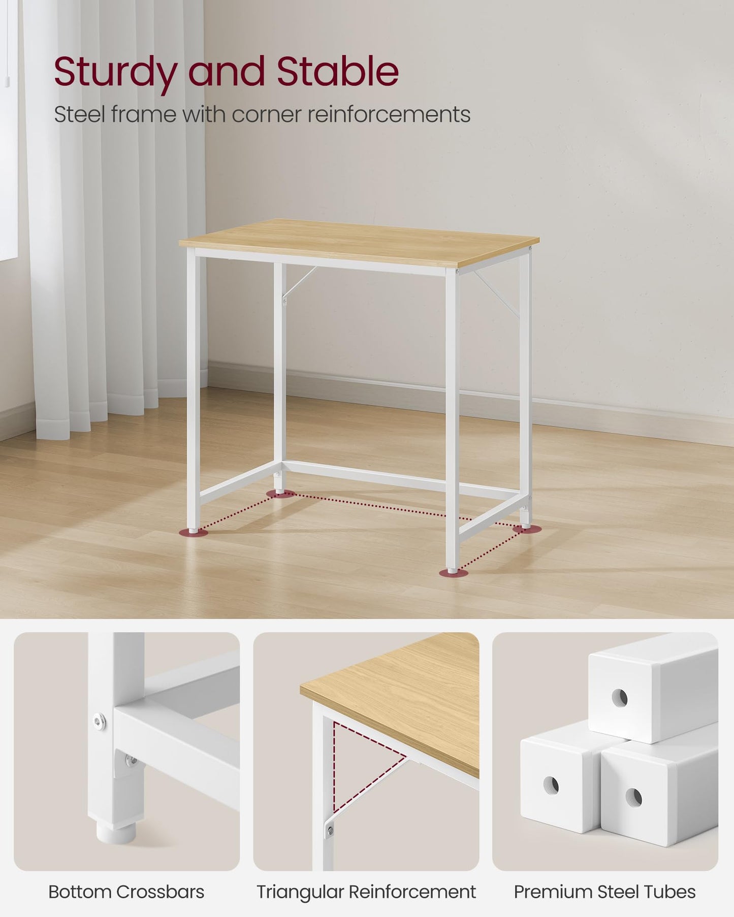 VASAGLE Computer Desk, Writing Desk, Small Office Table