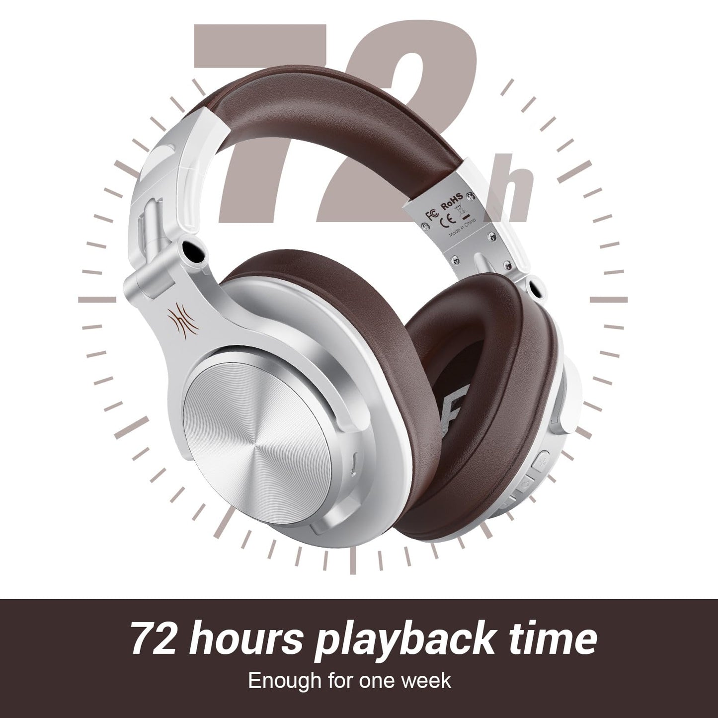 OneOdio A70 Bluetooth Headphones Over Ear, 72 Hrs Playtime, Monitor Level Stereo Sound Quality, Foldable Wireless&Wired DJ Headphone, Professional Studio Headphones for DJ/TV/PC/Phone