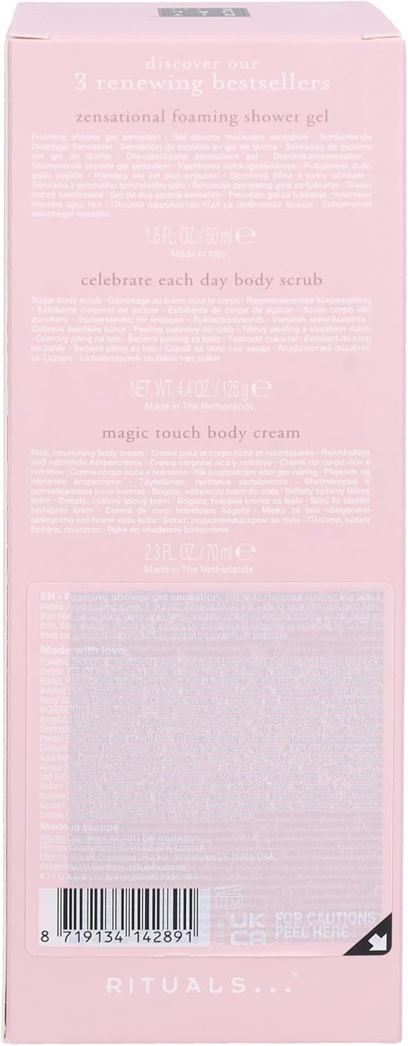 RITUALS Gift Set for Women from The Ritual of Sakura - with Shower Foam, Body Cream & Body Scrub - with Rice Milk & Cherry Blossom - Trial Set