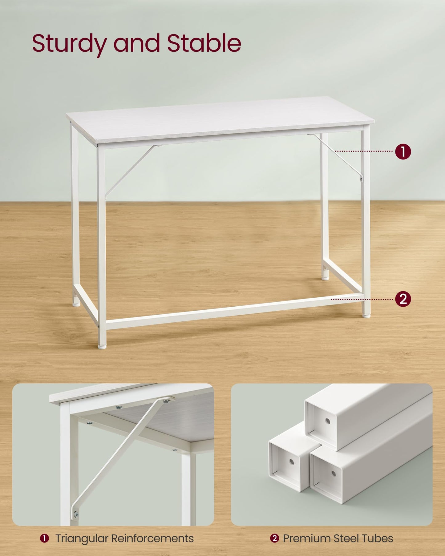 VASAGLE Computer Desk, Writing Desk, Small Office Table