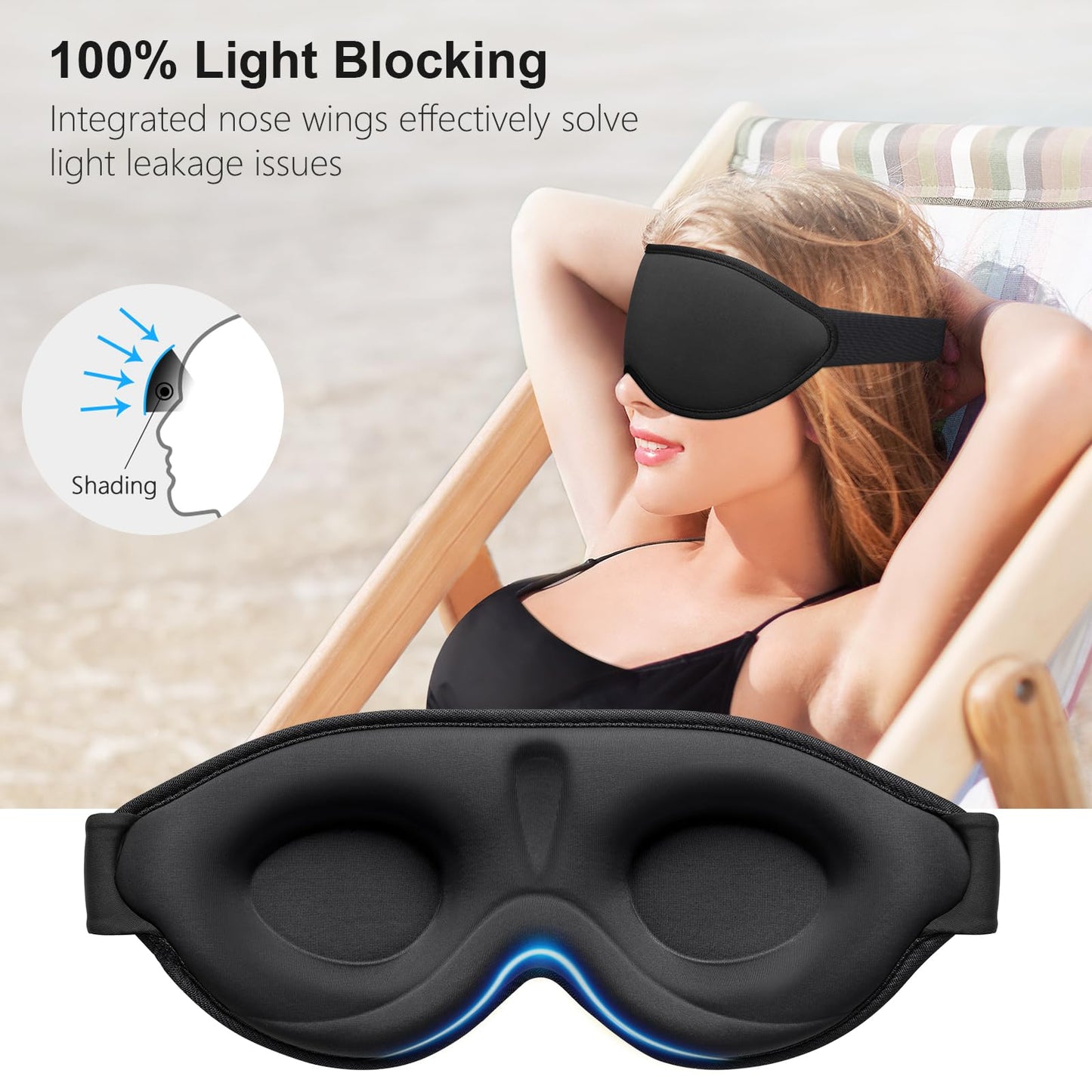 Gritin 100% Light Blocking Sleep Masks for Men & Women-Zero Pressure Sleeping Eye Mask