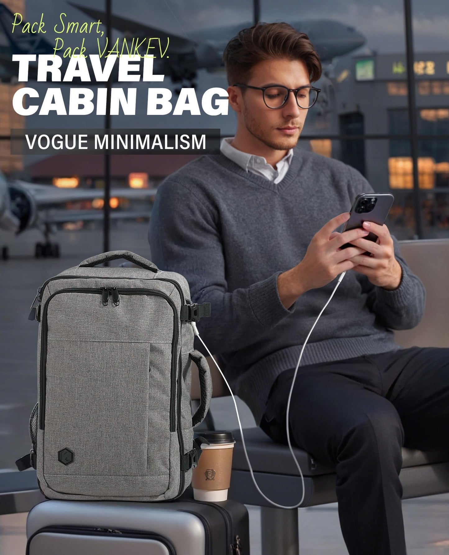 VANKEV Ryanair Cabin Bag 40x20x25 Underseat 20L