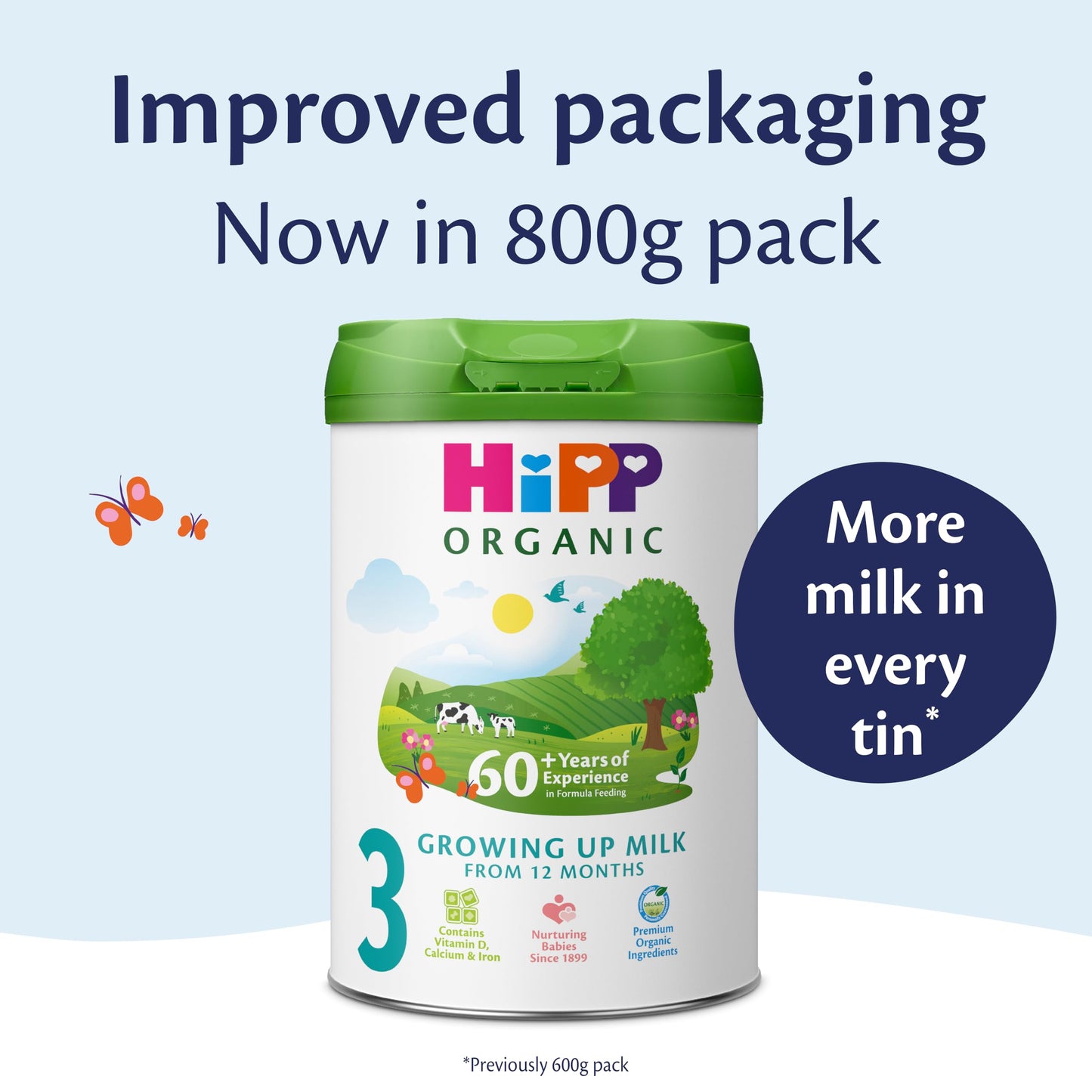 HiPP Organic 3 Growing up Baby Milk Powder Formula, From 12 Months, 600g (Pack of 4)