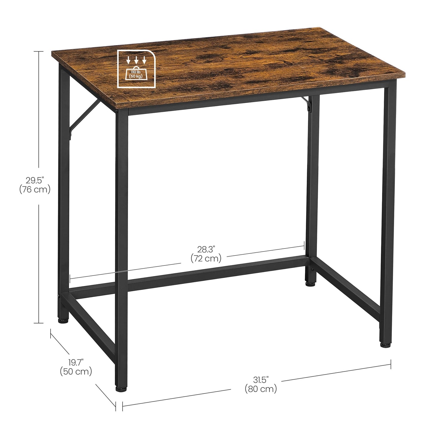VASAGLE Computer Desk, Writing Desk, Small Office Table