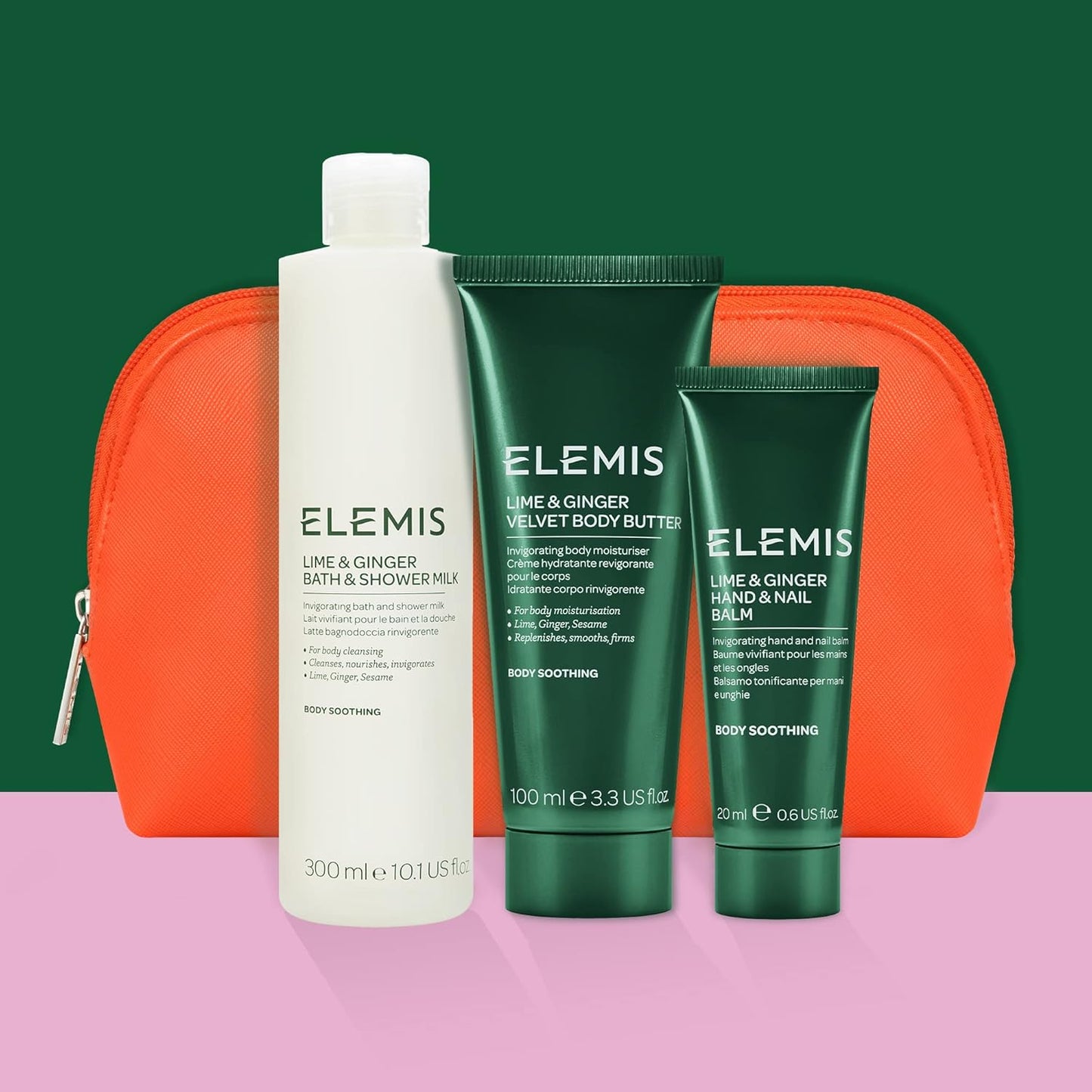 ELEMIS Lime and Ginger Body Care Trio, 3-Piece Luxury Body Care