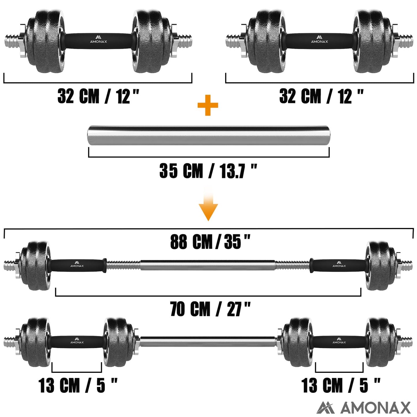 Amonax 20kg 30kg Cast Iron Adjustable Dumbbells