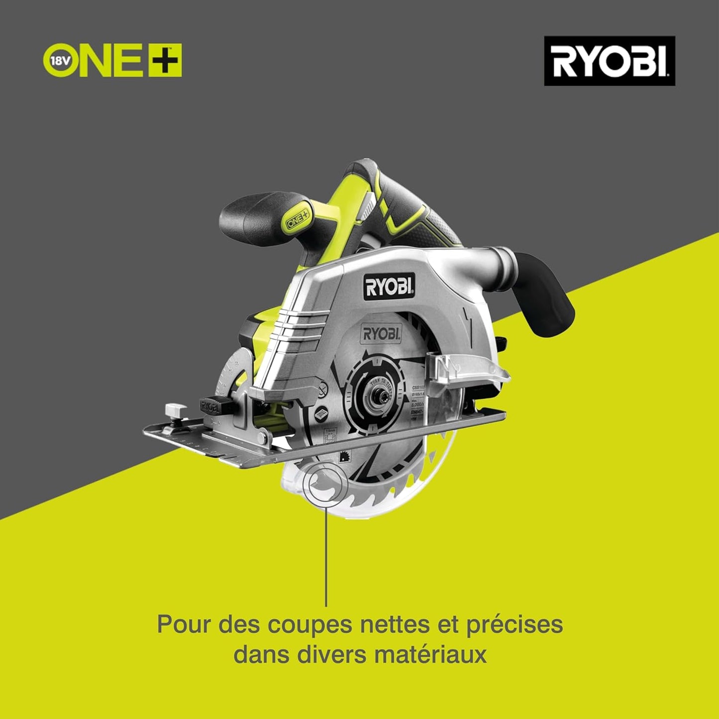 Ryobi R18CS-0 ONEPlus 18 V Cordless Circular Saw, 165 mm (Body Only)