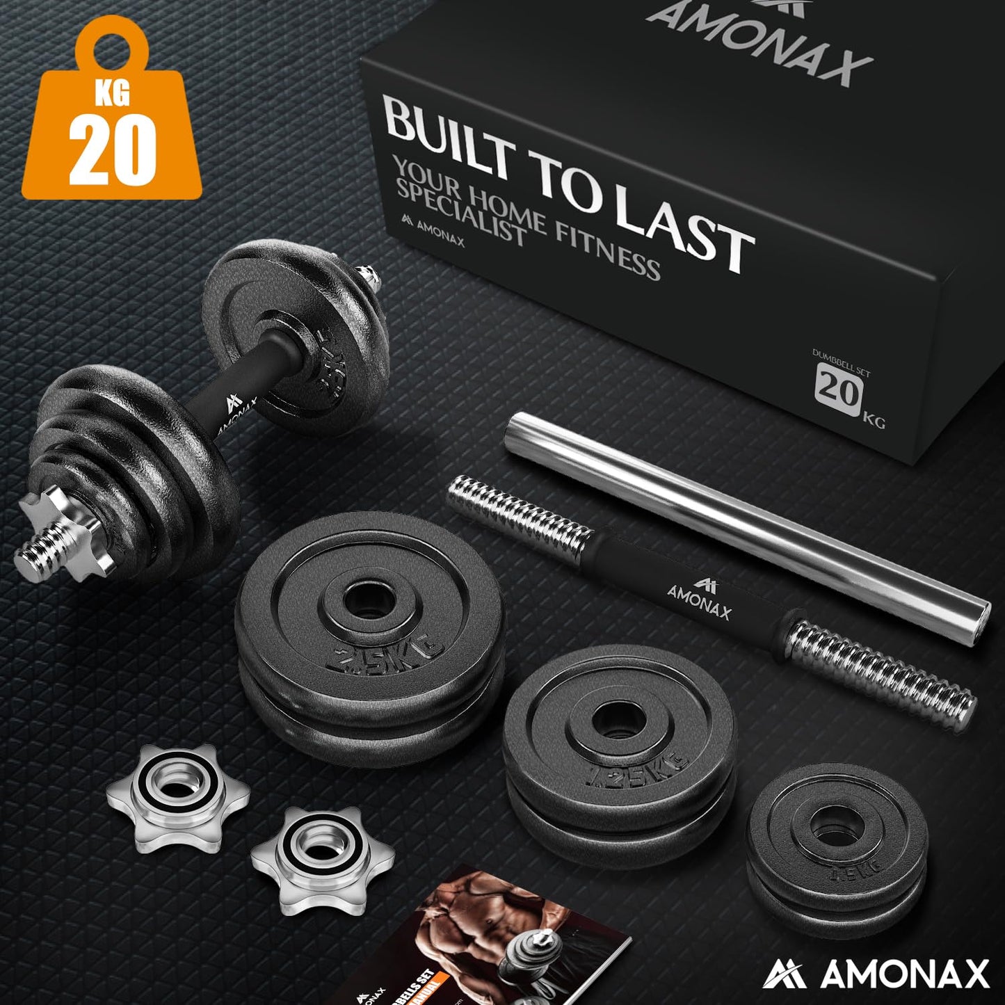 Amonax 20kg 30kg Cast Iron Adjustable Dumbbells