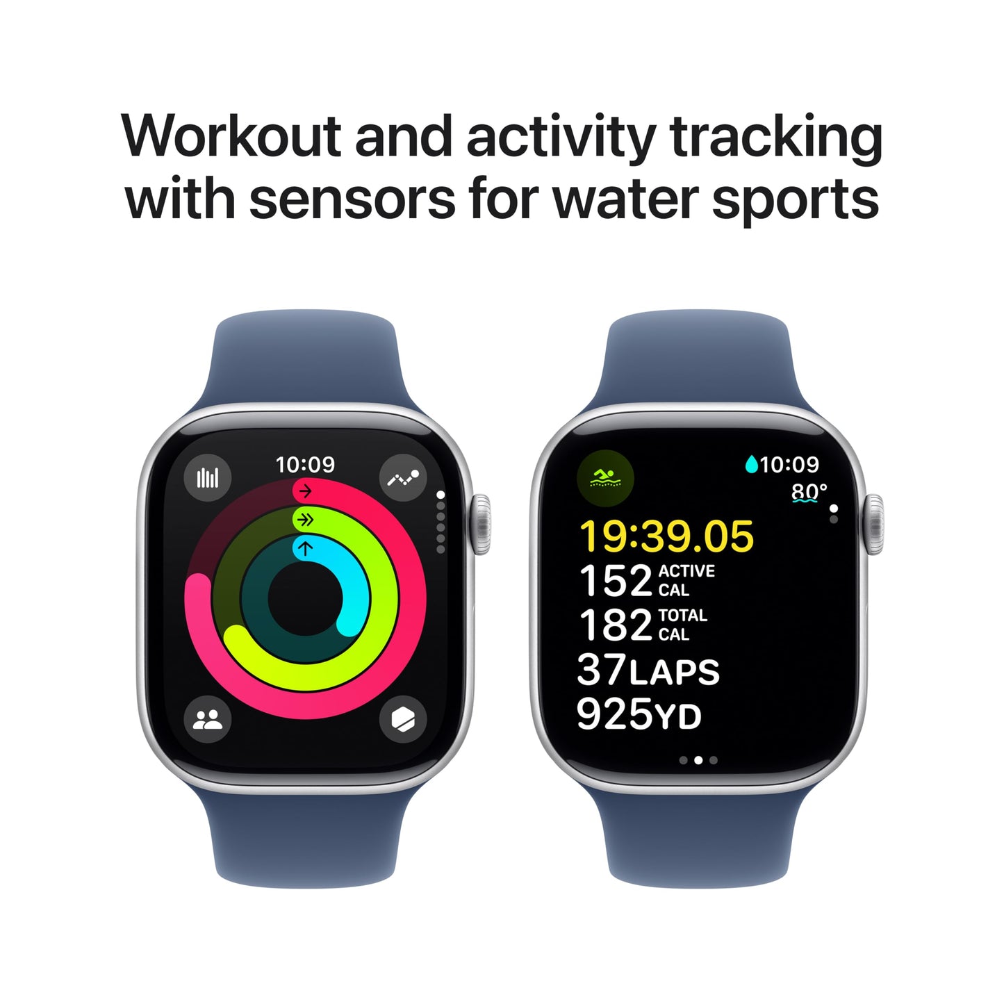 Apple Watch Series 10 GPS 42 mm Smartwatch with Jet Black Aluminium Case with Black Sport Band - S/M. Fitness Tracker, ECG App, Always-On Retina Display, Water Resistant