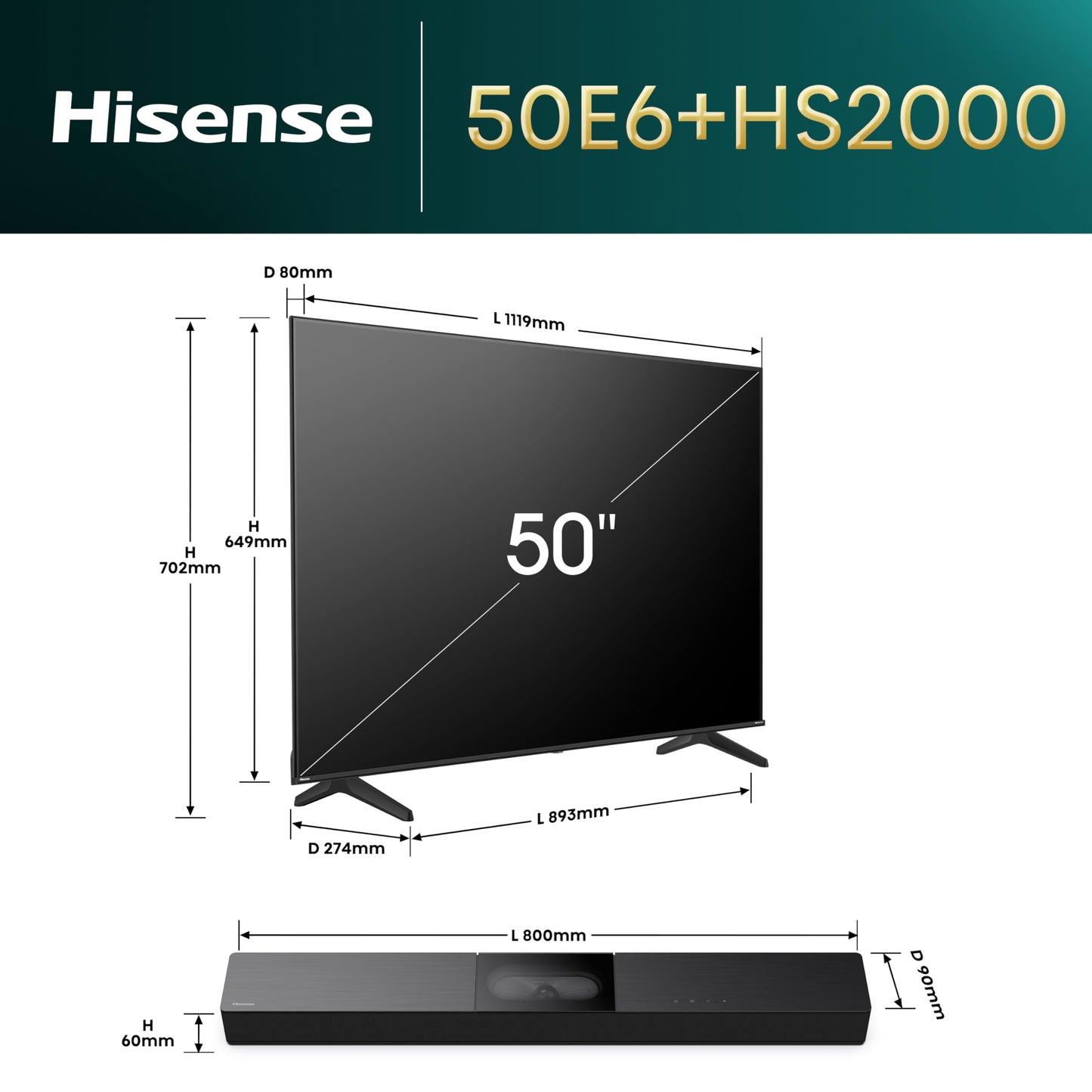Hisense 43 Inch 4K Smart TV 43E6NTUK - Dolby Vision, Game Mode PLUS with 60Hz VRR ALLM, Smooth Motion, AI Sports Mode, Vidaa OS with Freely, Youtube, Netflix and Disney+ & Now TV (2024 Model)