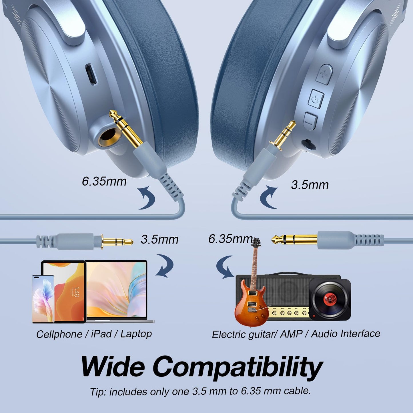 OneOdio A70 Bluetooth Headphones Over Ear, 72 Hrs Playtime, Monitor Level Stereo Sound Quality, Foldable Wireless&Wired DJ Headphone, Professional Studio Headphones for DJ/TV/PC/Phone