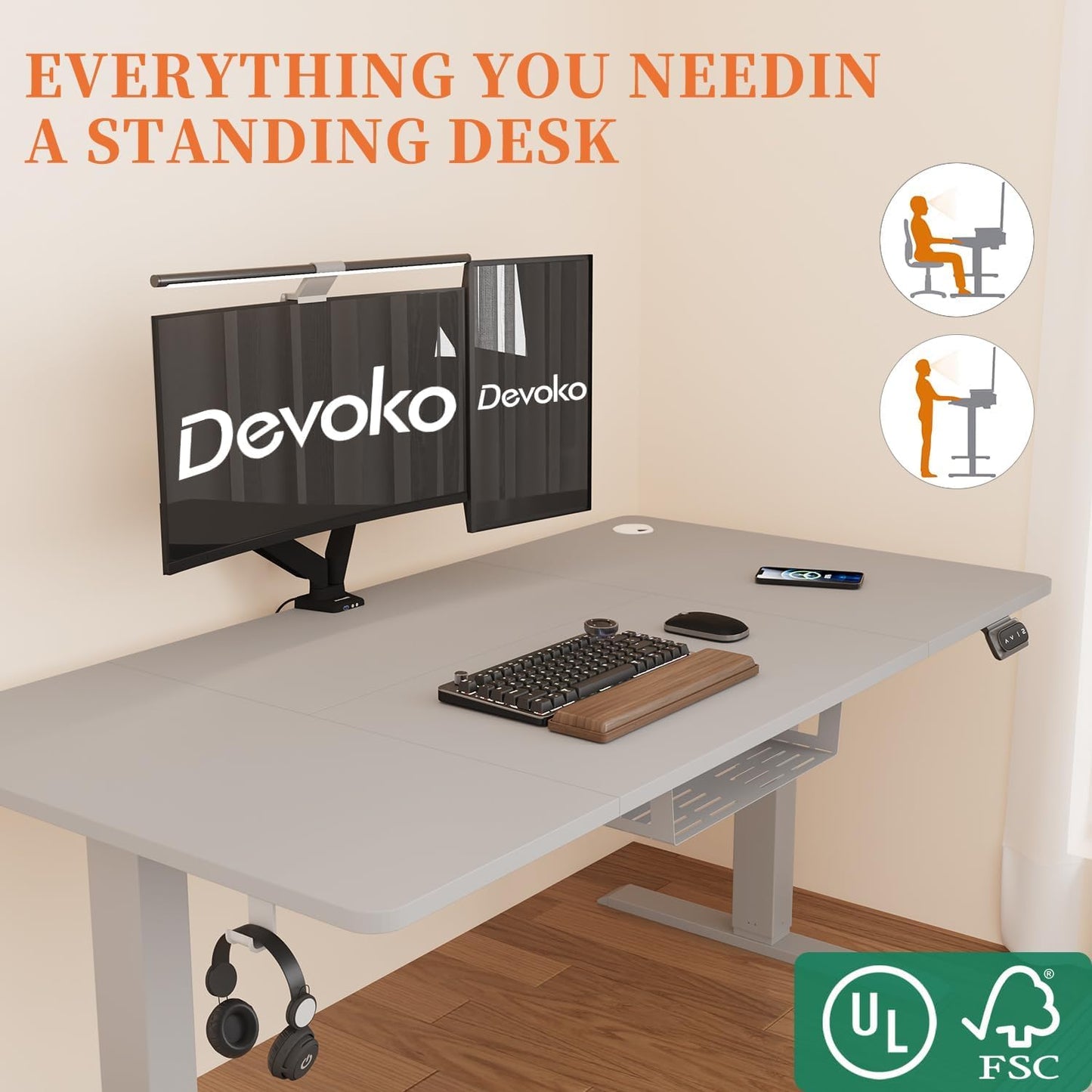 Devoko Electric Standing Desk 120x60cm
