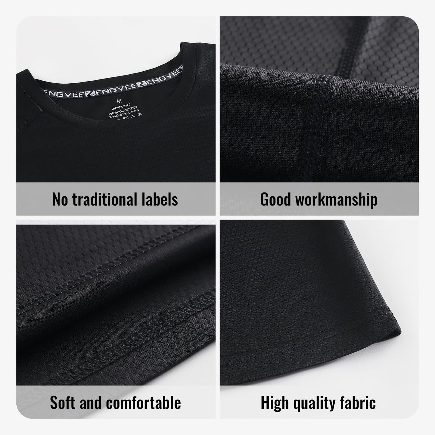 3 Pack Mens Running T Shirts Gym Clothes ShirtsQuick Dry Moisture Wicking Athletic Shirt Breathable Cool Workout Tshirts
