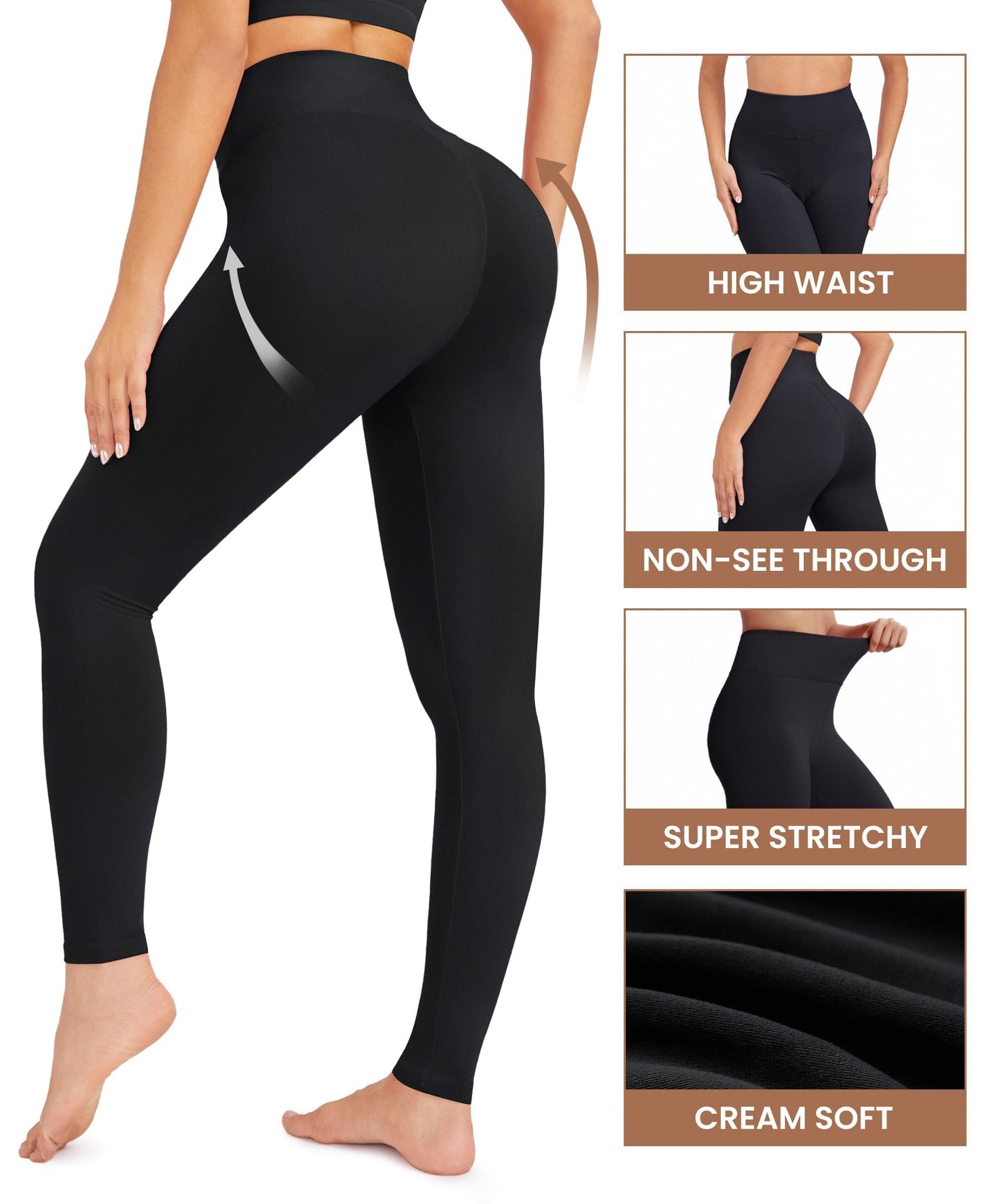 VALANDY Creamlush Womens High Waisted Leggings
