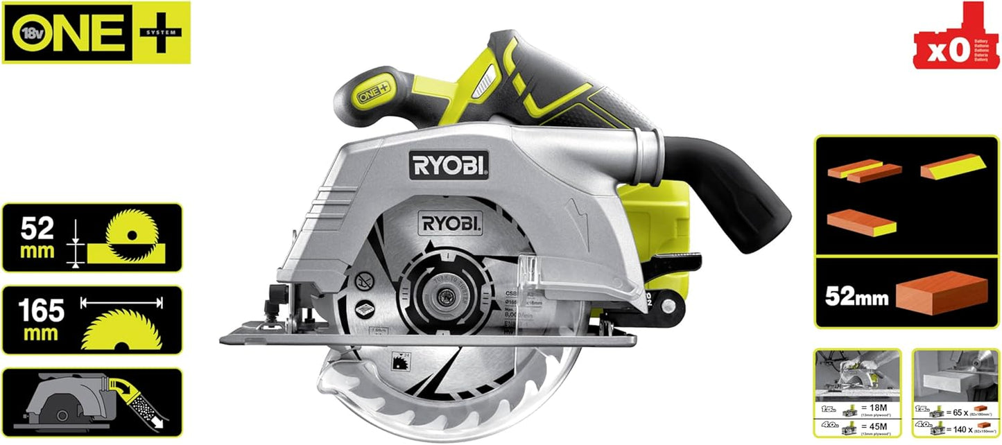Ryobi R18CS-0 ONEPlus 18 V Cordless Circular Saw, 165 mm (Body Only)
