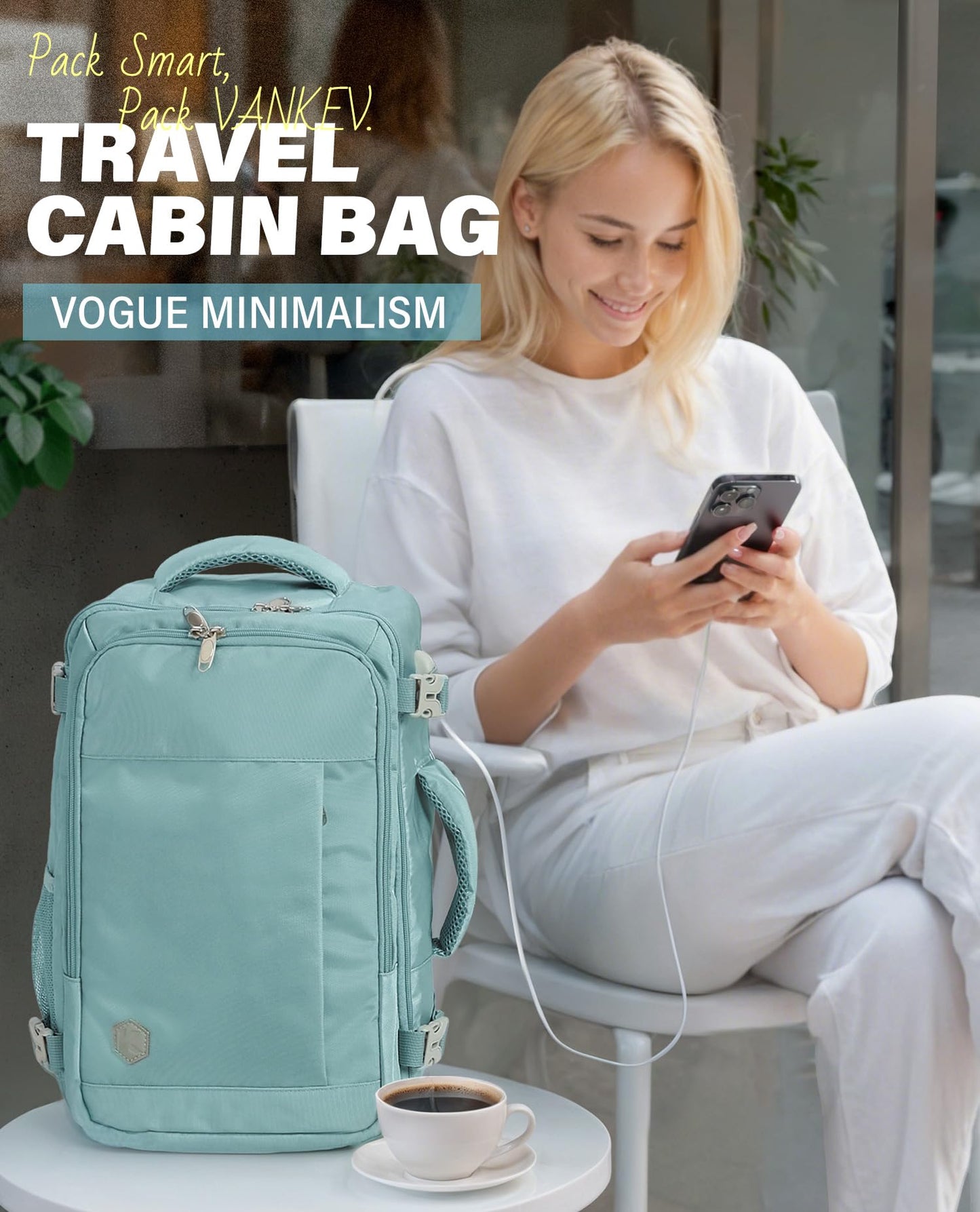 VANKEV Ryanair Cabin Bag 40x20x25 Underseat 20L