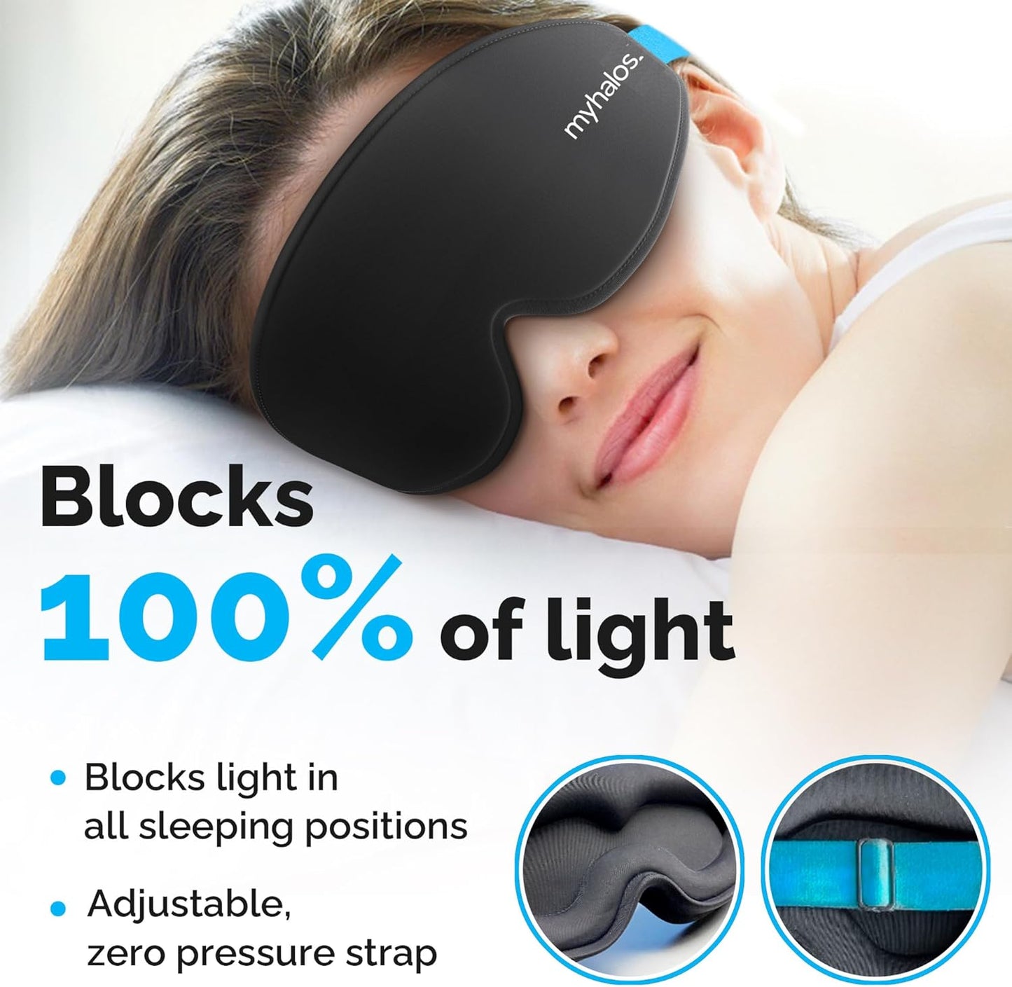 MyHalos 100% Blackout Sleep Masks for Women & Men