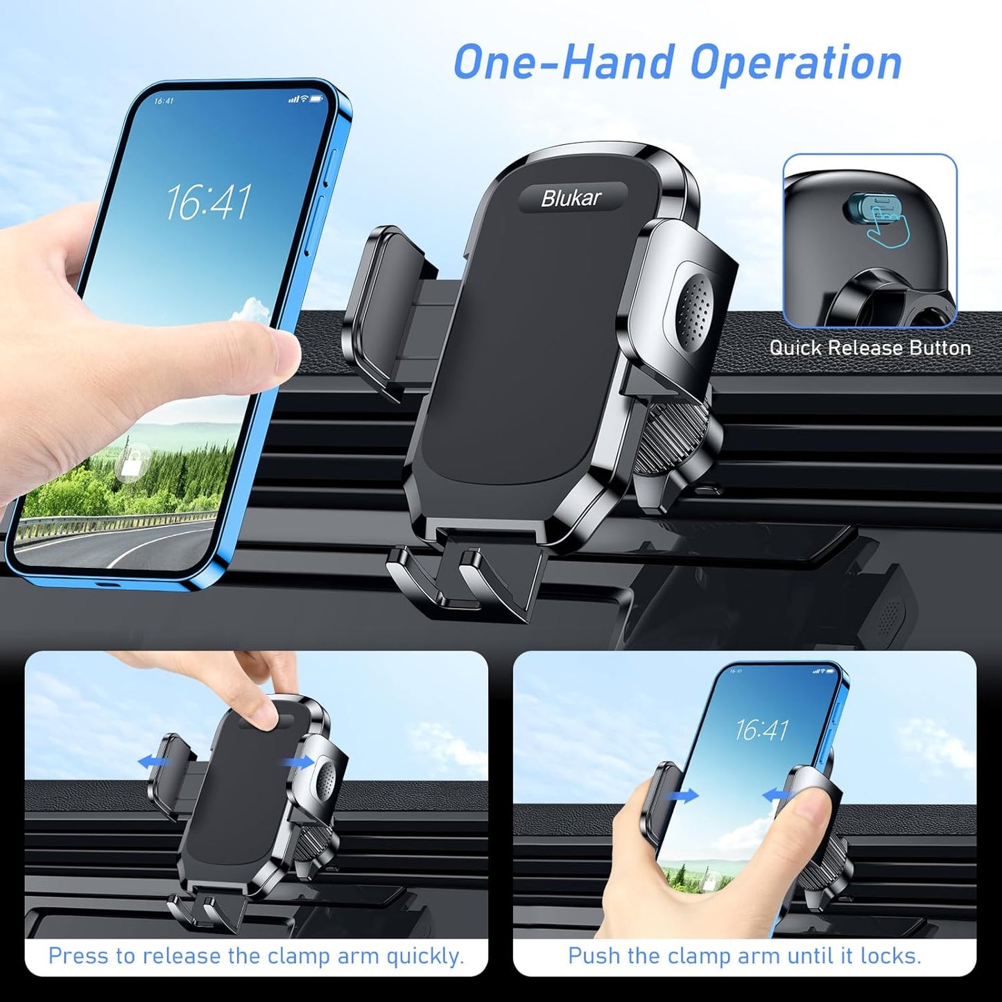 Blukar Car Phone Holder, Air Vent Car Phone Mount Cradle 360° Rotation