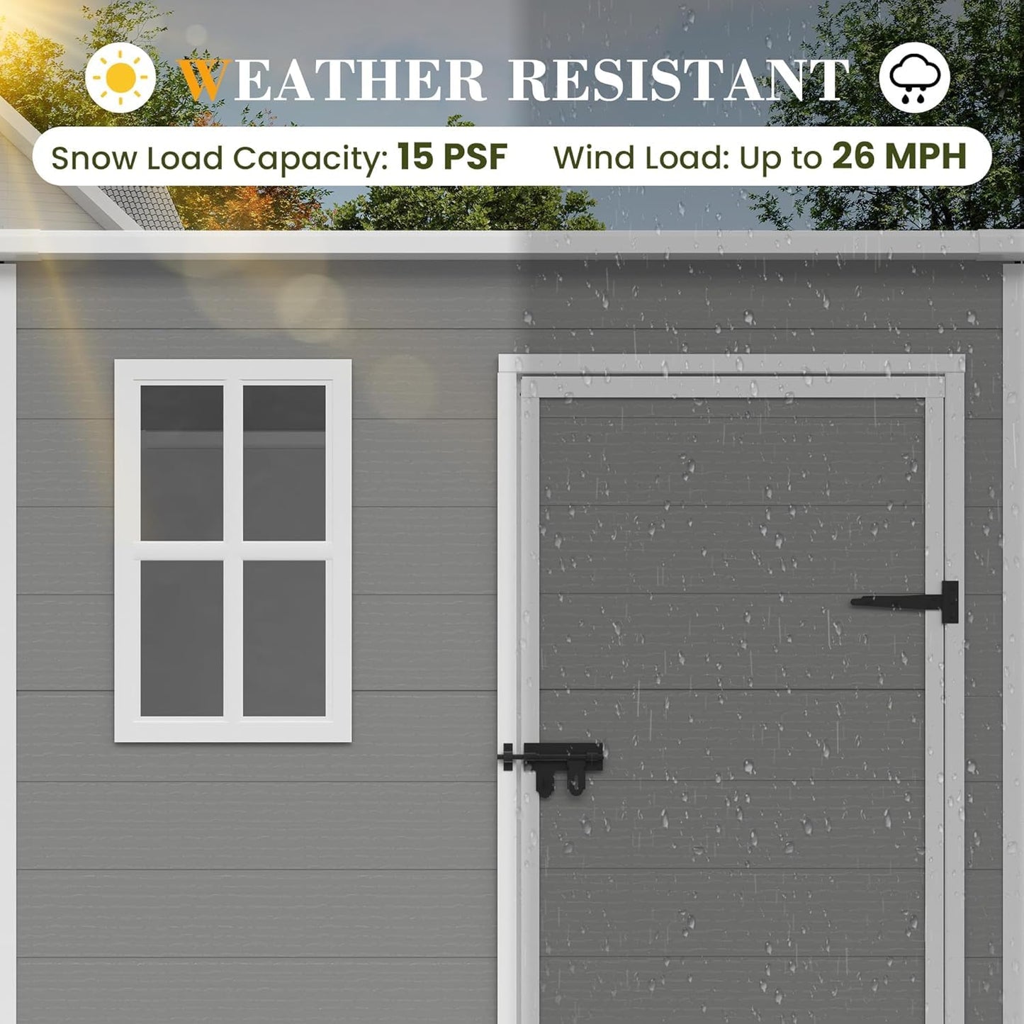 UDPATIO Outdoor Resin Storage Shed 6x4.5 FT, Plastic Garden Shed for Bike, Garbage Can, Tool, Outside Sheds & Outdoor Storage Storage Box with Lockable Door for Backyard, Patio, Lawn, Grey & White