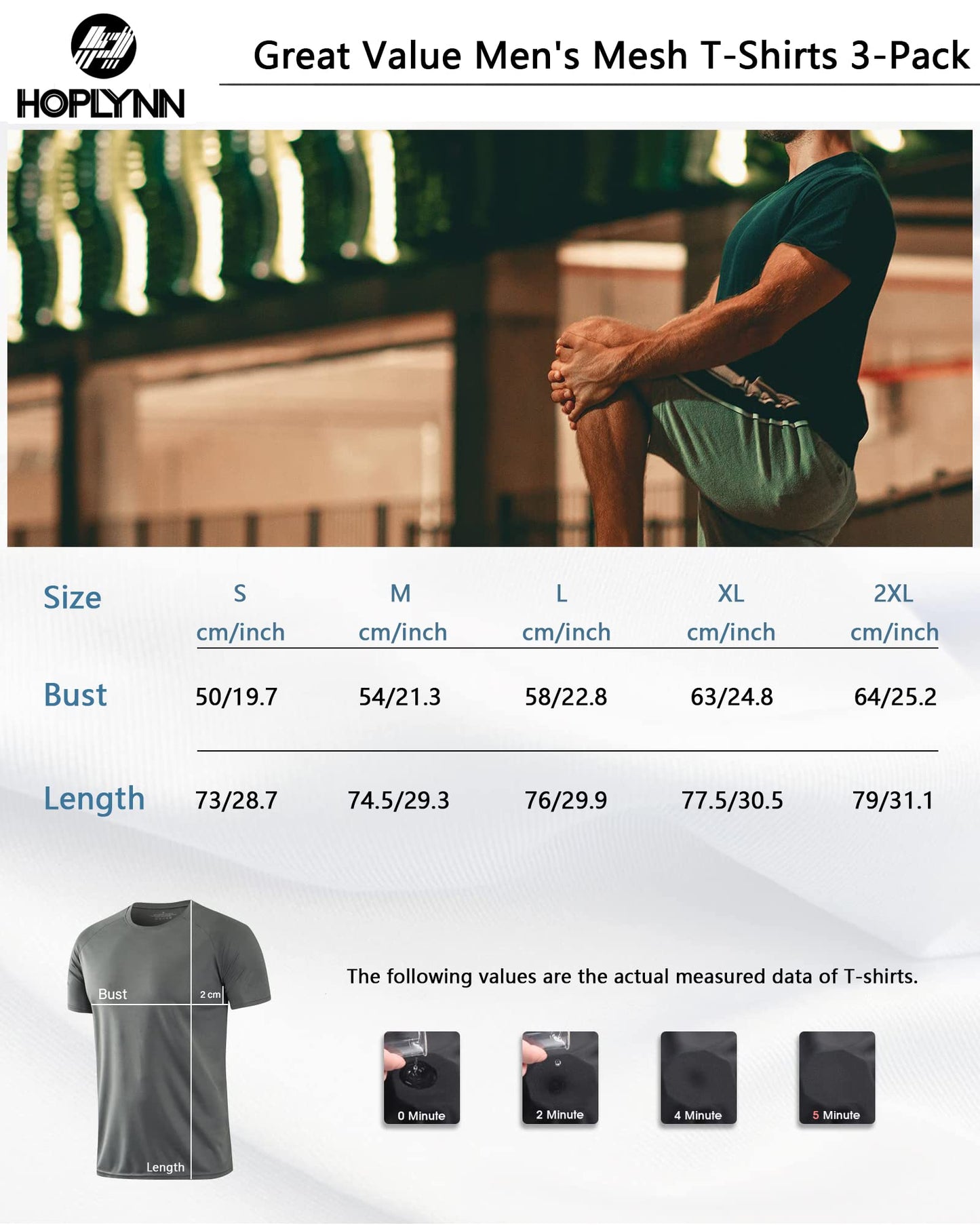 HOPLYNN 3/5 Pack Running Shirts Men