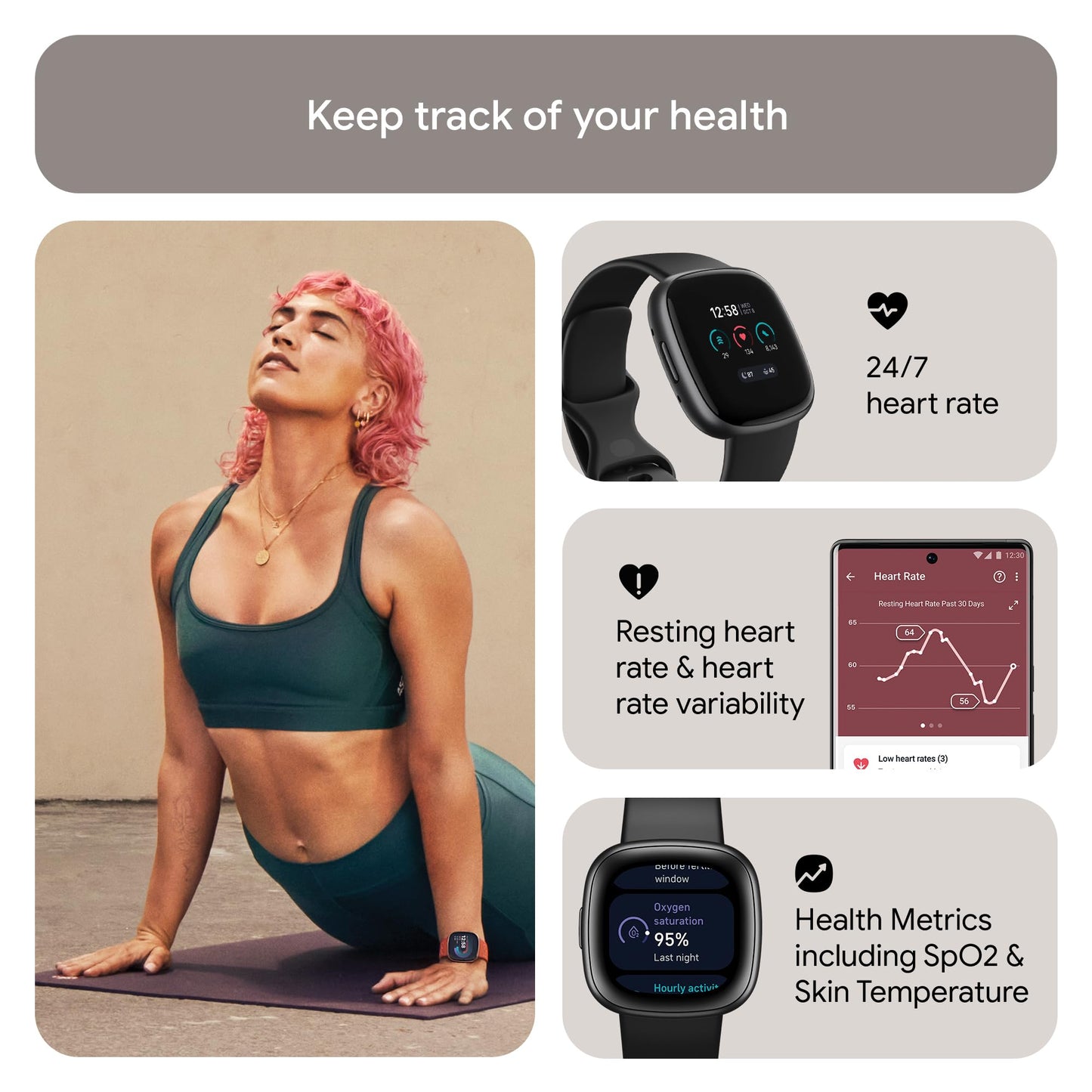 Google Fitbit Versa 4 Fitness Smartwatch with built-in GPS and up to 6 days battery life - compatible with iOS 15 or higher & Android OS 9.0 or higher