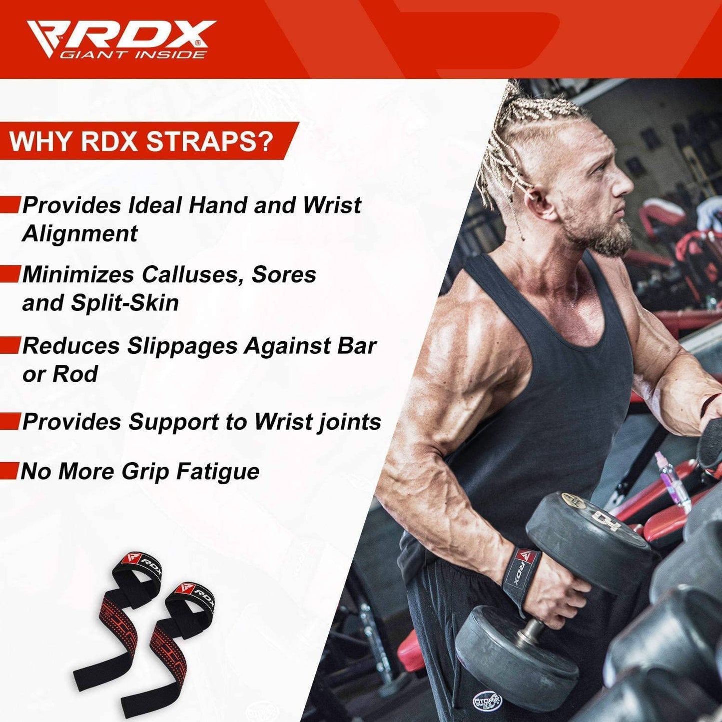 RDX Weight Lifting Straps Deadlifting Powerlifting