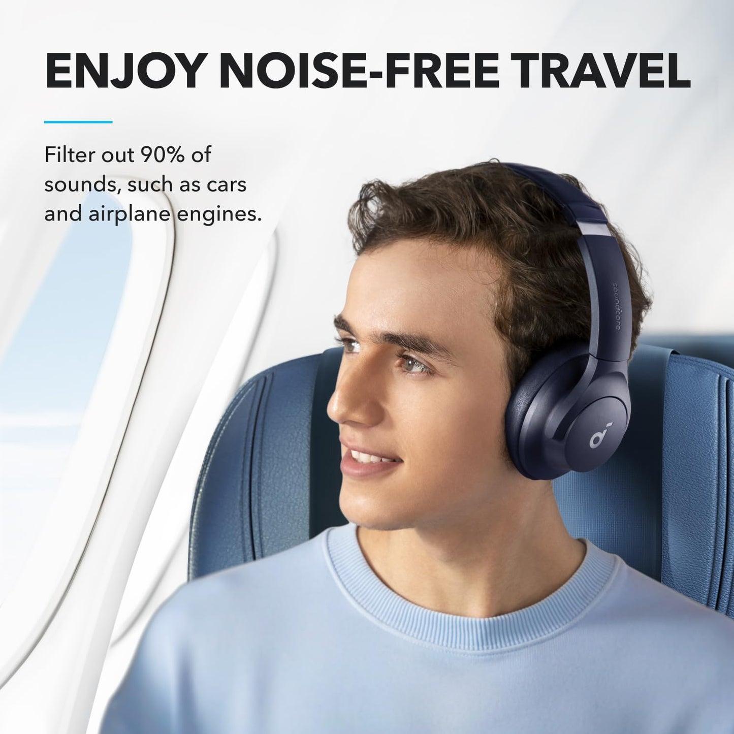 soundcore by Anker Q20i Hybrid Active Noise Cancelling Foldable Headphones, Wireless Over-Ear Bluetooth, 40H Long ANC Playtime, Hi-Res Audio, Big Bass, Customize via an App, Transparency Mode