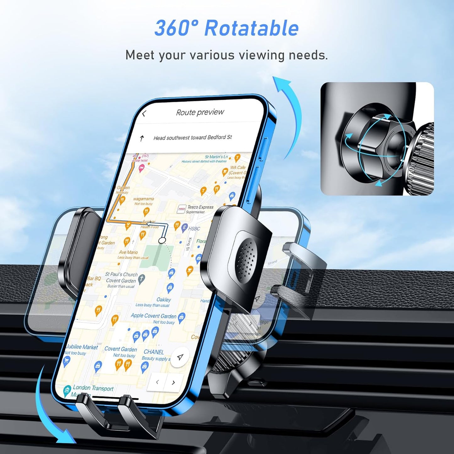 Blukar Car Phone Holder, Air Vent Car Phone Mount Cradle 360° Rotation