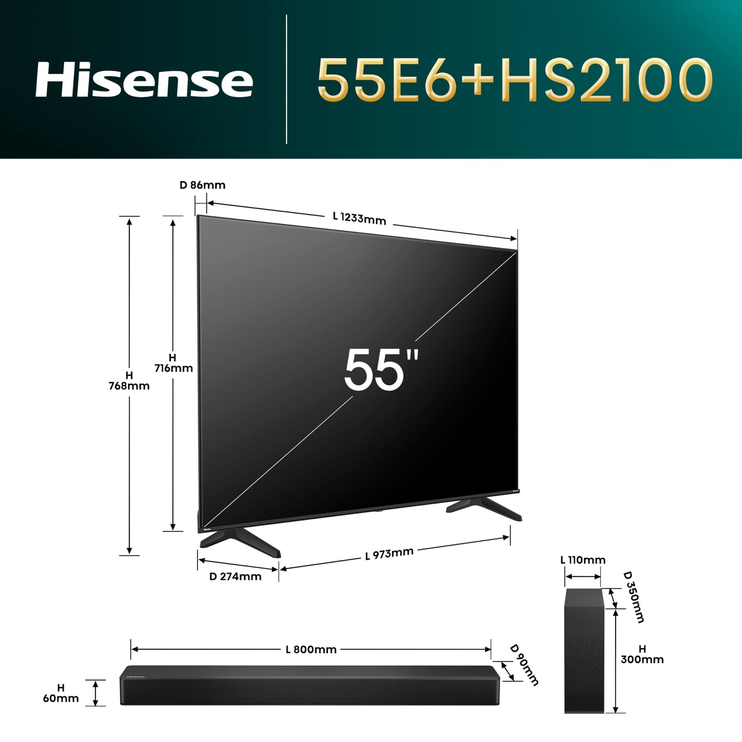 Hisense 43 Inch 4K Smart TV 43E6NTUK - Dolby Vision, Game Mode PLUS with 60Hz VRR ALLM, Smooth Motion, AI Sports Mode, Vidaa OS with Freely, Youtube, Netflix and Disney+ & Now TV (2024 Model)