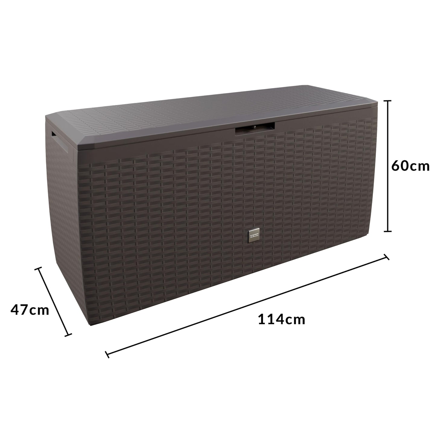CASARIA® 290 Litre Garden Storage Box | Plastic Outdoor Tool Chest on Wheels | Lockable | Parcel Box | Log Store | Weatherproof | Wood Effect | 117x47x60cm | Brown