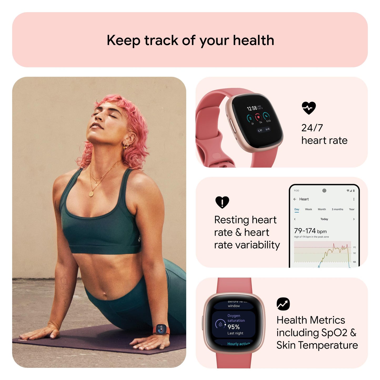 Google Fitbit Versa 4 Fitness Smartwatch with built-in GPS and up to 6 days battery life - compatible with iOS 15 or higher & Android OS 9.0 or higher