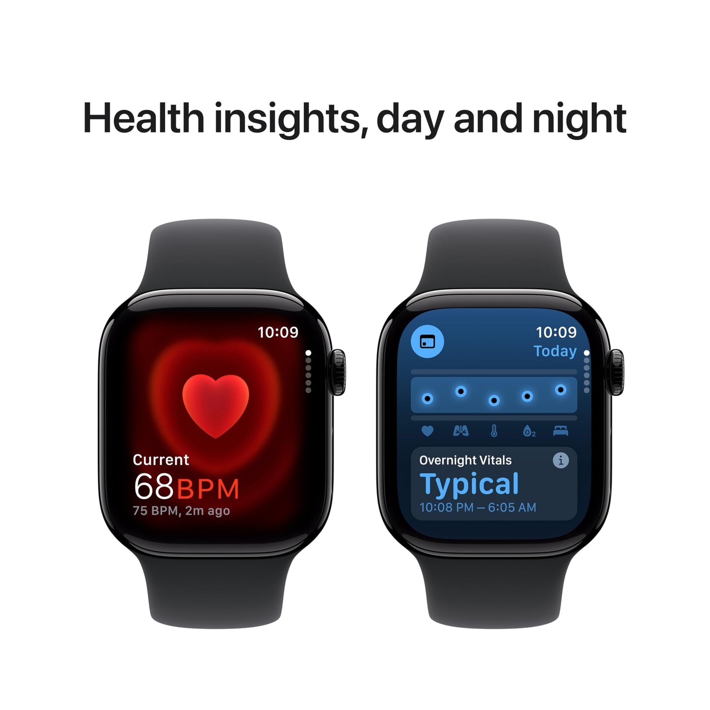 Apple Watch Series 10 GPS 42 mm Smartwatch with Jet Black Aluminium Case with Black Sport Band - S/M. Fitness Tracker, ECG App, Always-On Retina Display, Water Resistant