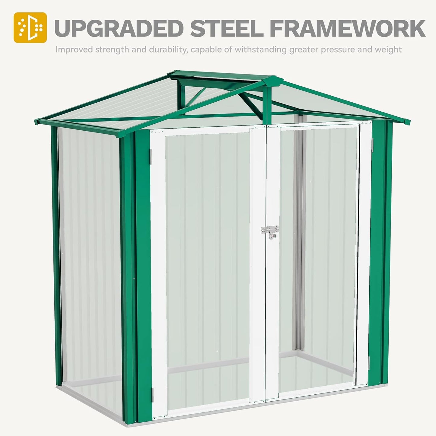 YITAHOME 6x4ft Metal Outdoor Storage Shed, Large Heavy Duty Tool Sheds with Lockable Doors & Air Vent for Backyard Patio Lawn to Store Bikes, Tools, Lawnmowers,Green