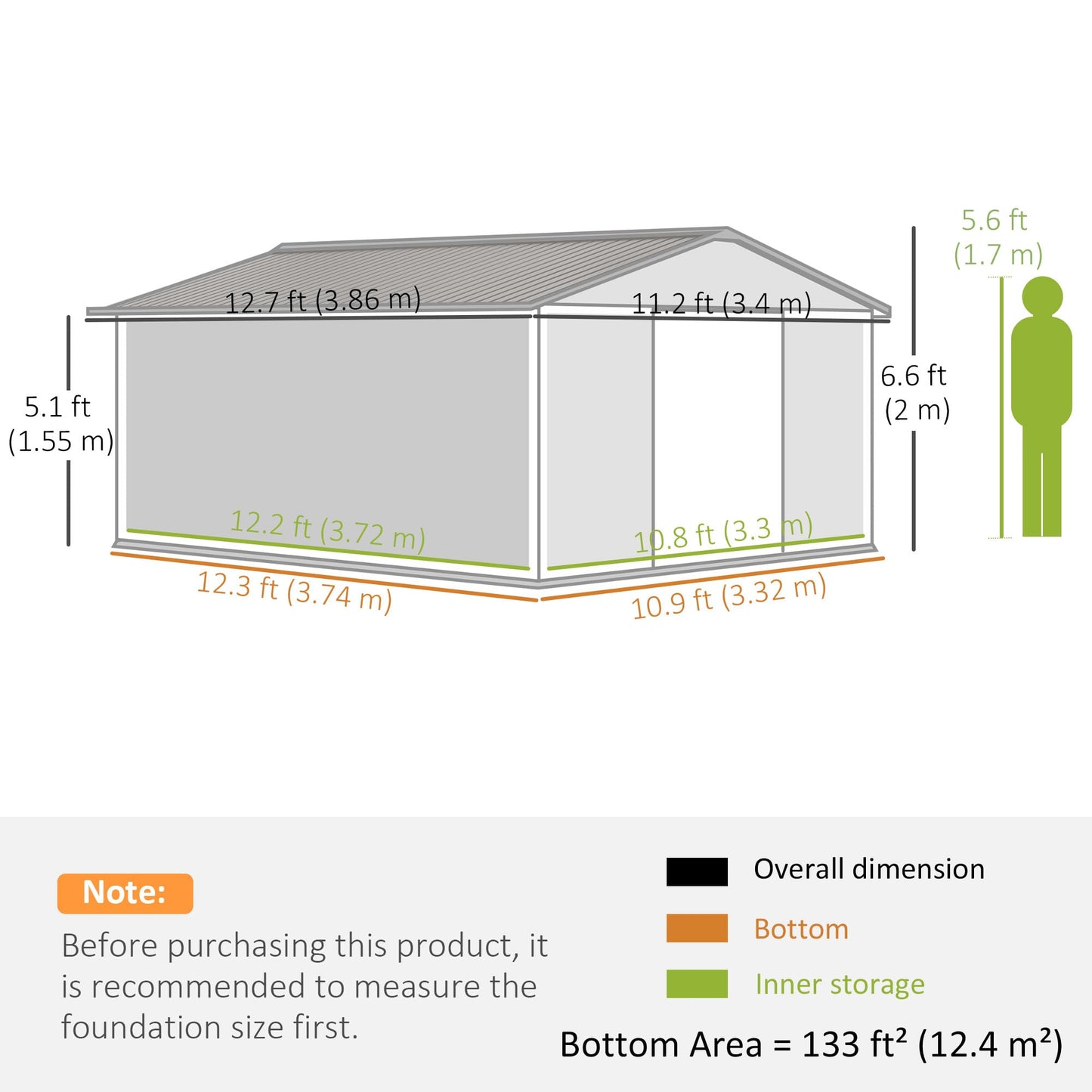 Outsunny 9 x 6ft Metal Garden Shed, Outdoor Storage Tool House with Ventilation Slots, Foundation Kit and Lockable Double Doors, Brown