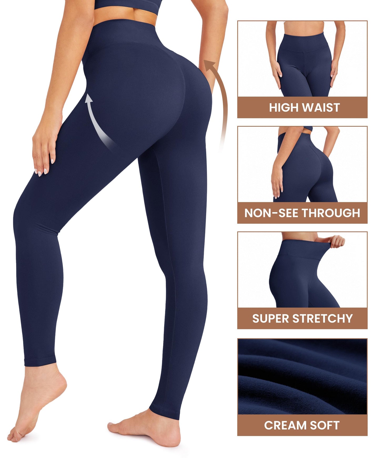 VALANDY Creamlush Womens High Waisted Leggings