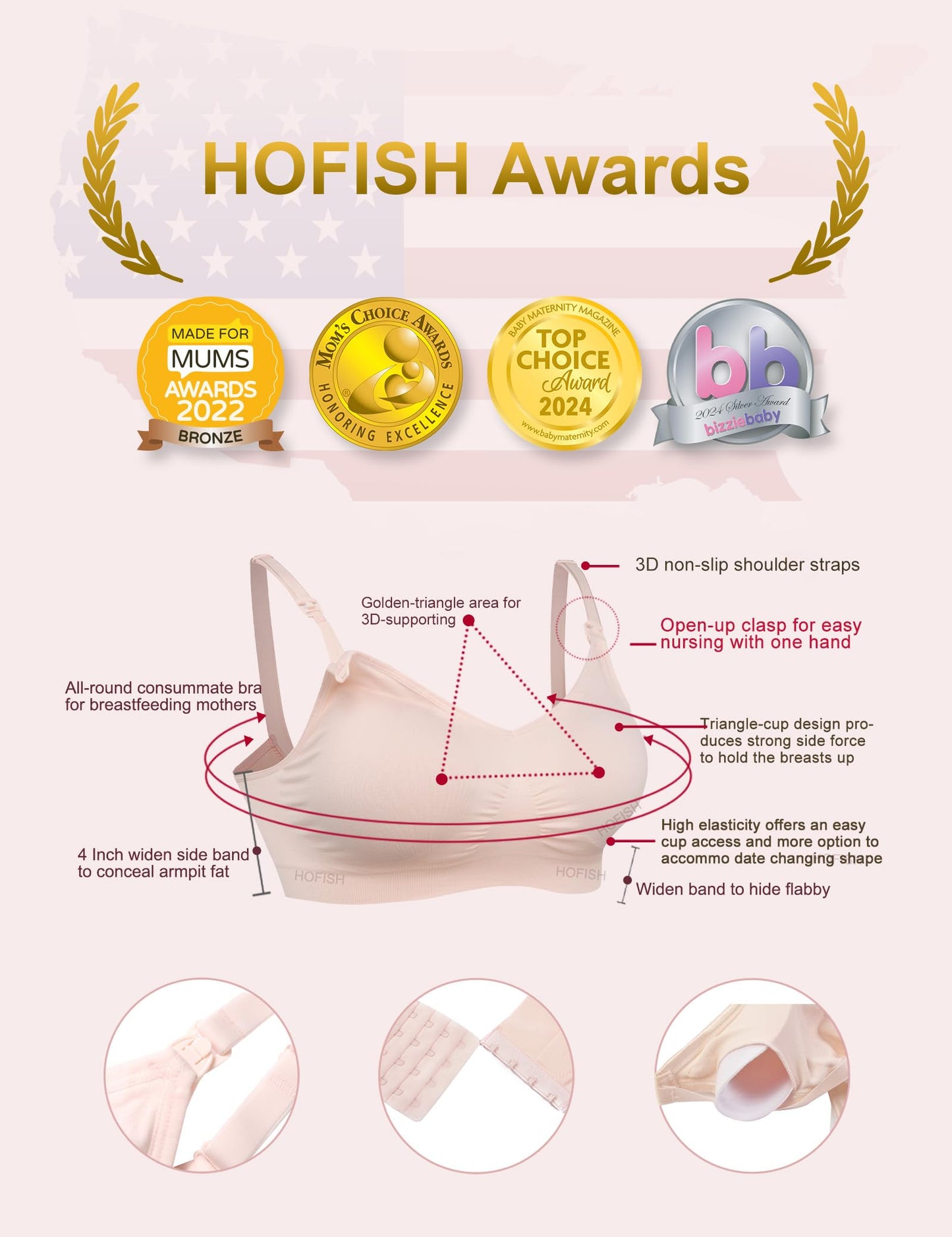 HOFISH 3PACK Full Bust Seamless Nursing Maternity Bras