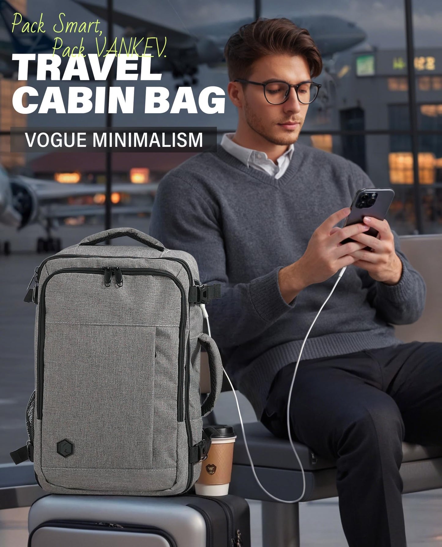 VANKEV Ryanair Cabin Bag 40x20x25 Underseat 20L