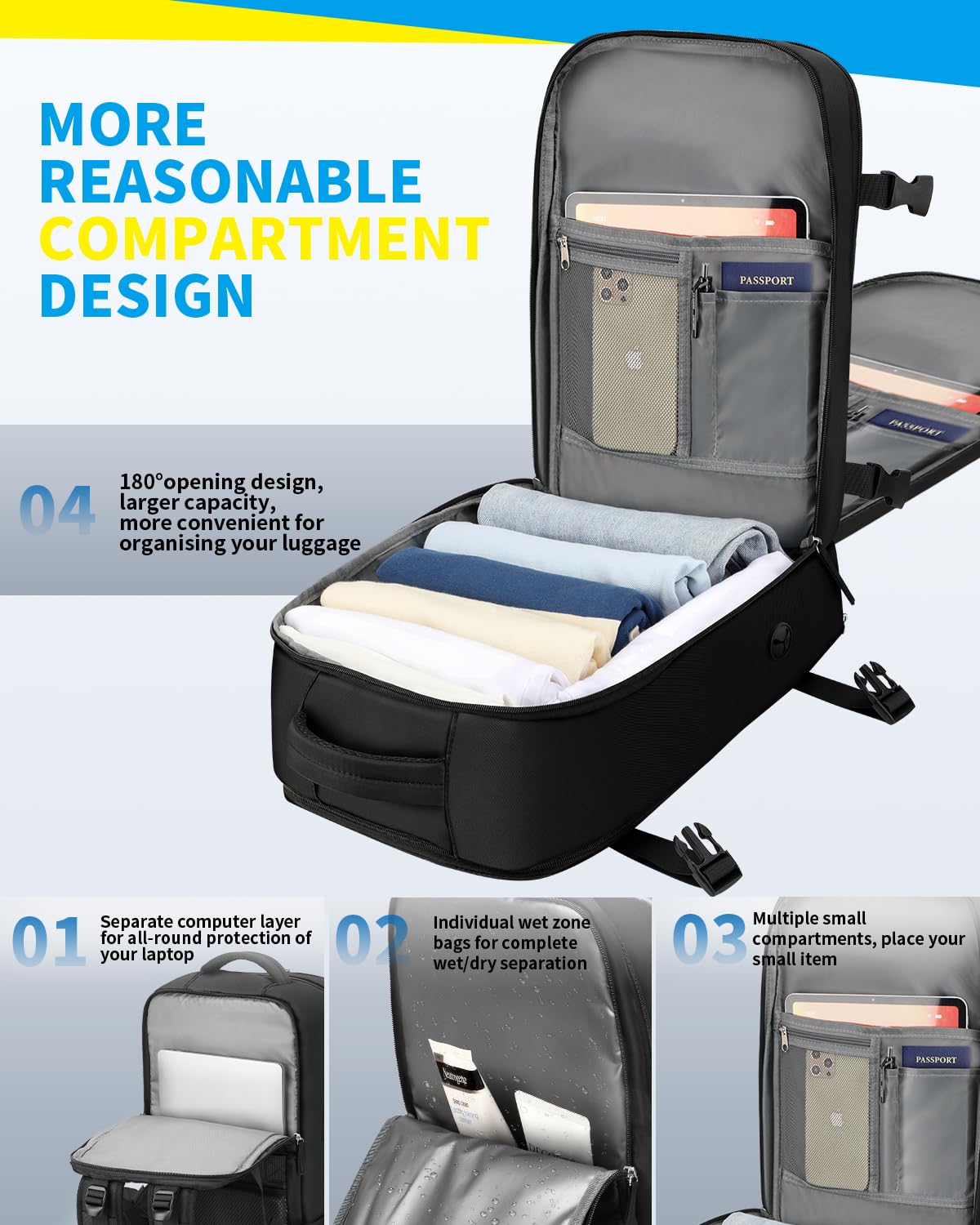 Cabin Bags for Ryanair 40x20x25 Underseat Travel Bag