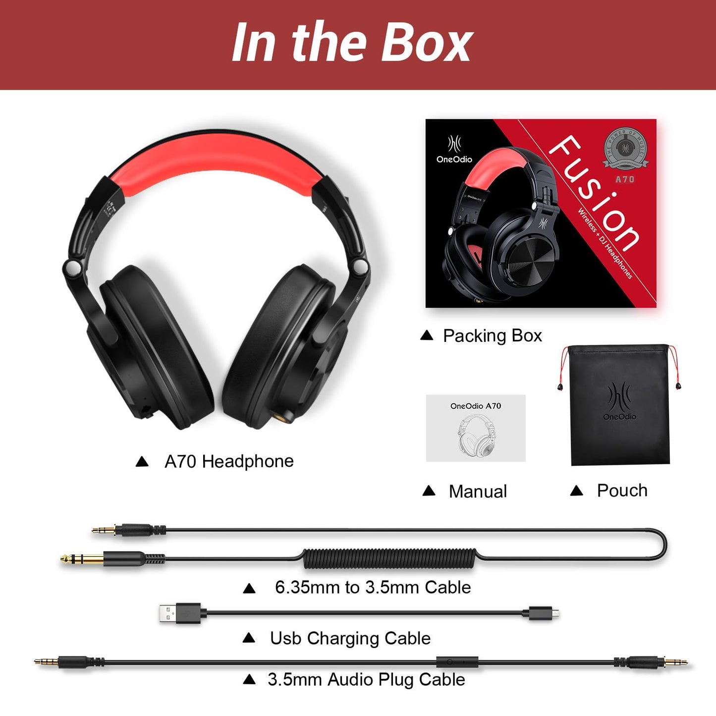OneOdio A70 Bluetooth Headphones Over Ear, 72 Hrs Playtime, Monitor Level Stereo Sound Quality, Foldable Wireless&Wired DJ Headphone, Professional Studio Headphones for DJ/TV/PC/Phone