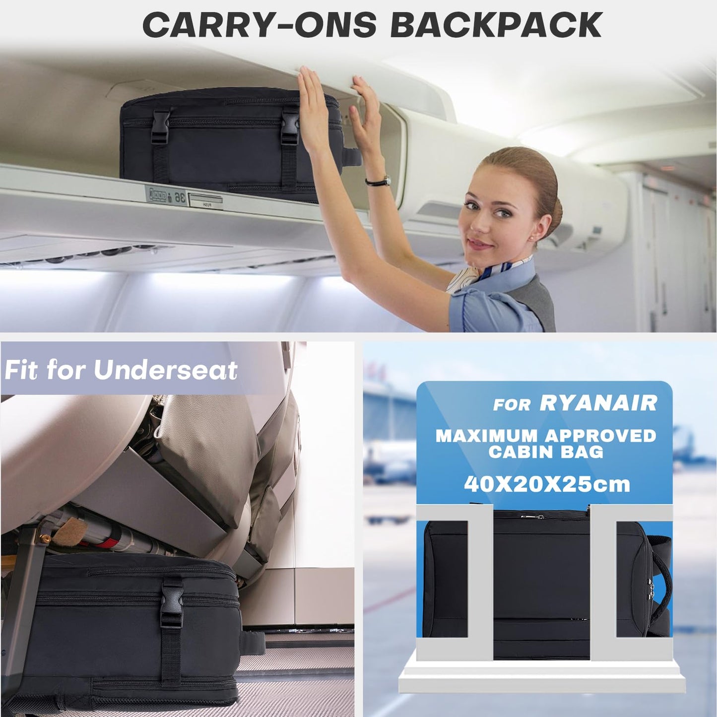 Xkdoai for Ryanair Cabin Bags 40x20x25