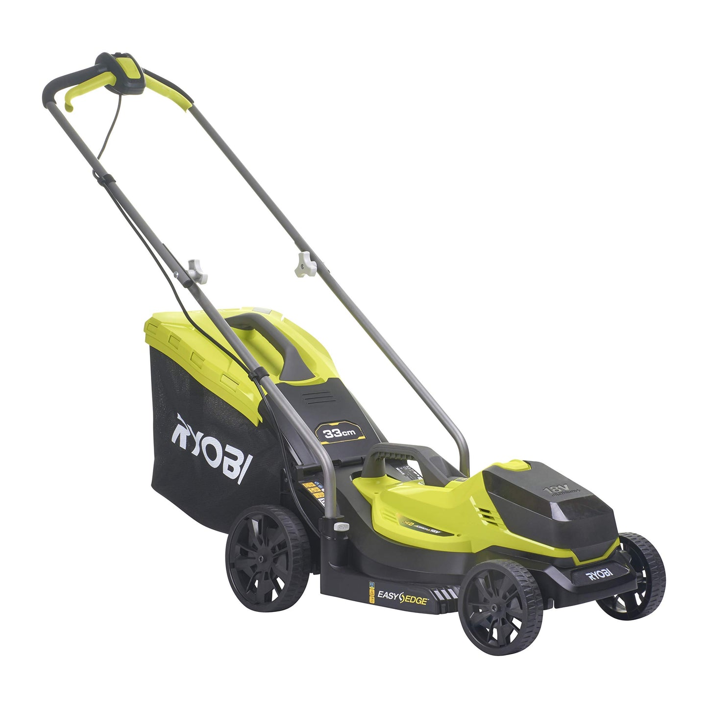 Ryobi 18V ONE+ Cordless Lawnmower and Grass Trimmer Kit (1 x 4.0Ah), Green