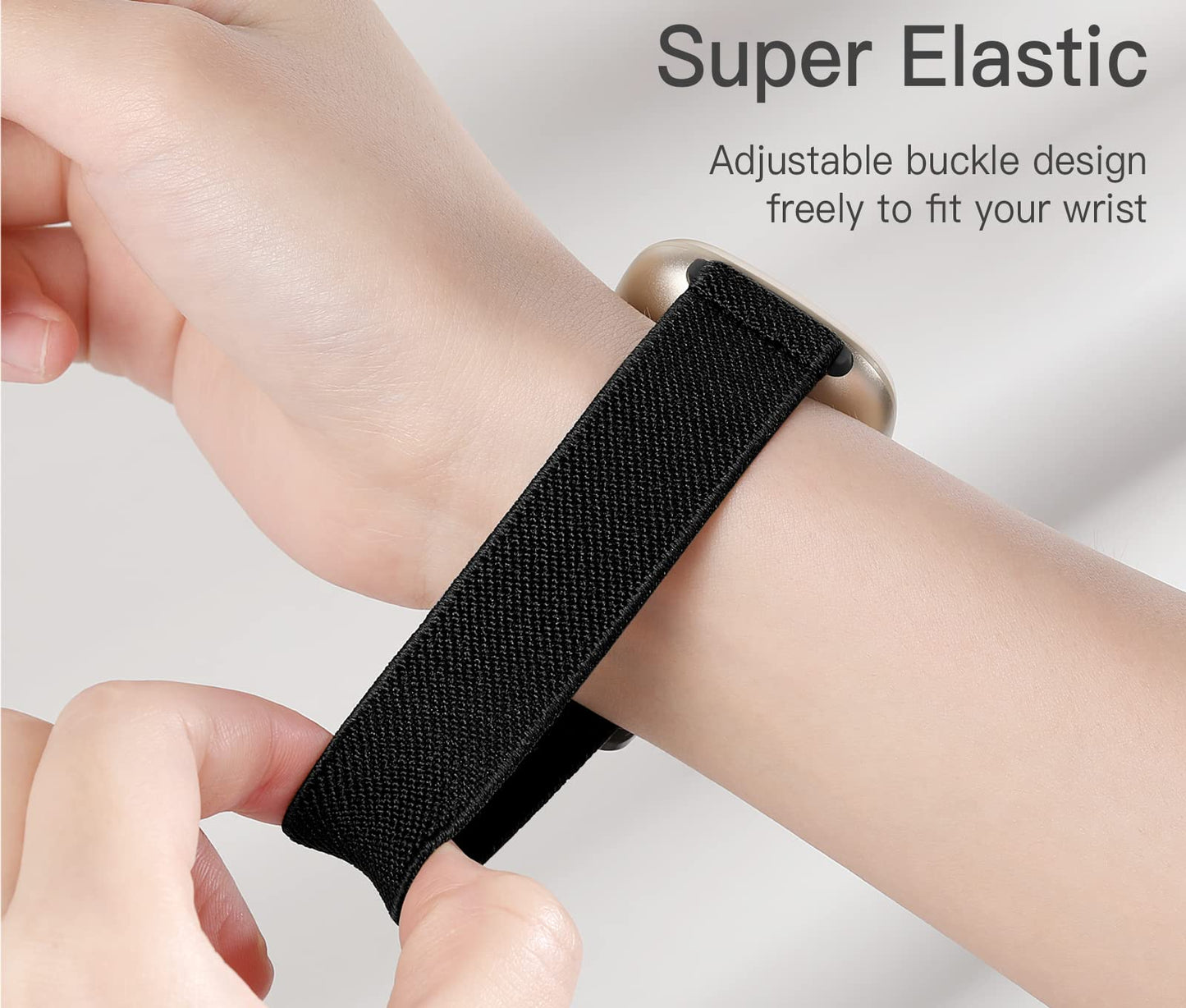 3 Pack Compatible with Fitbit Versa 4/3/Sense Strap, Soft Elastic Nylon Sport Replacement Band for Women & Men